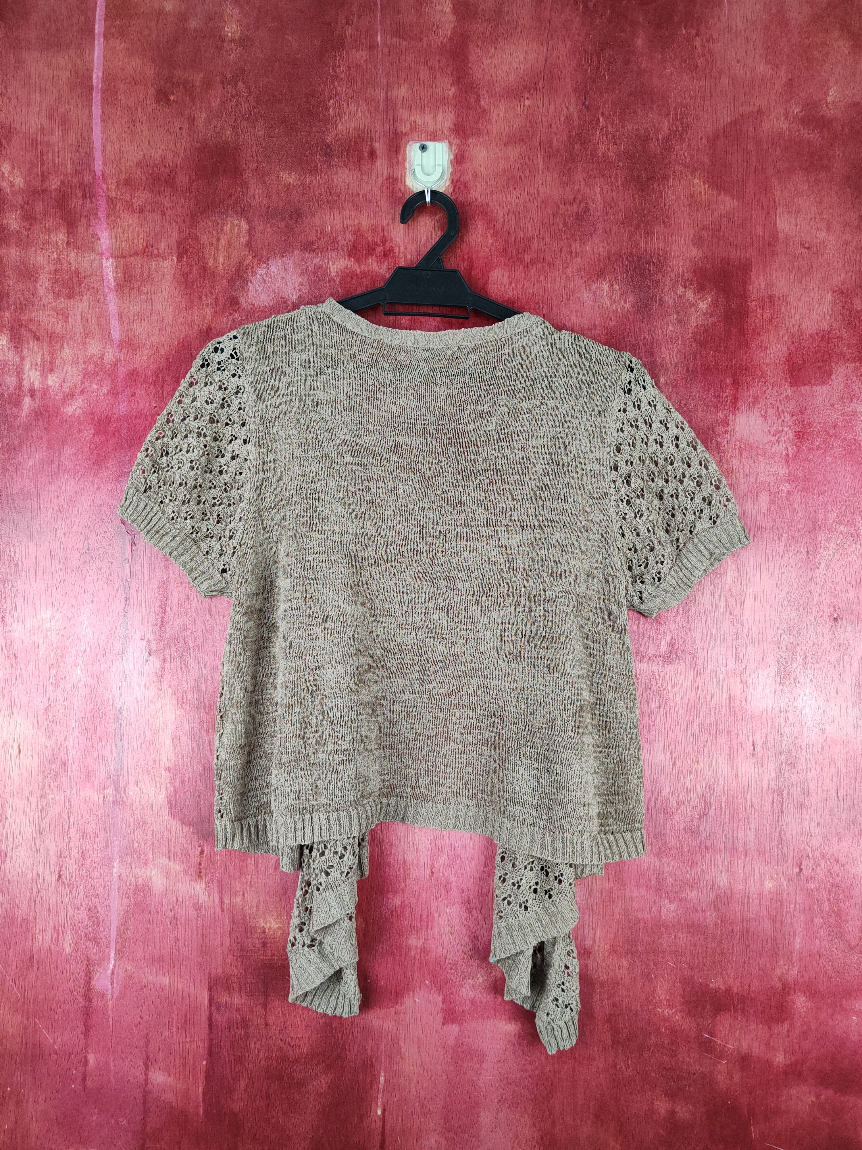 Japanese Brand Katies Brown Crochet Meshnet Knitwear Cardigan #S970 Size L / US 10 / IT 46 - 8 Thumbnail