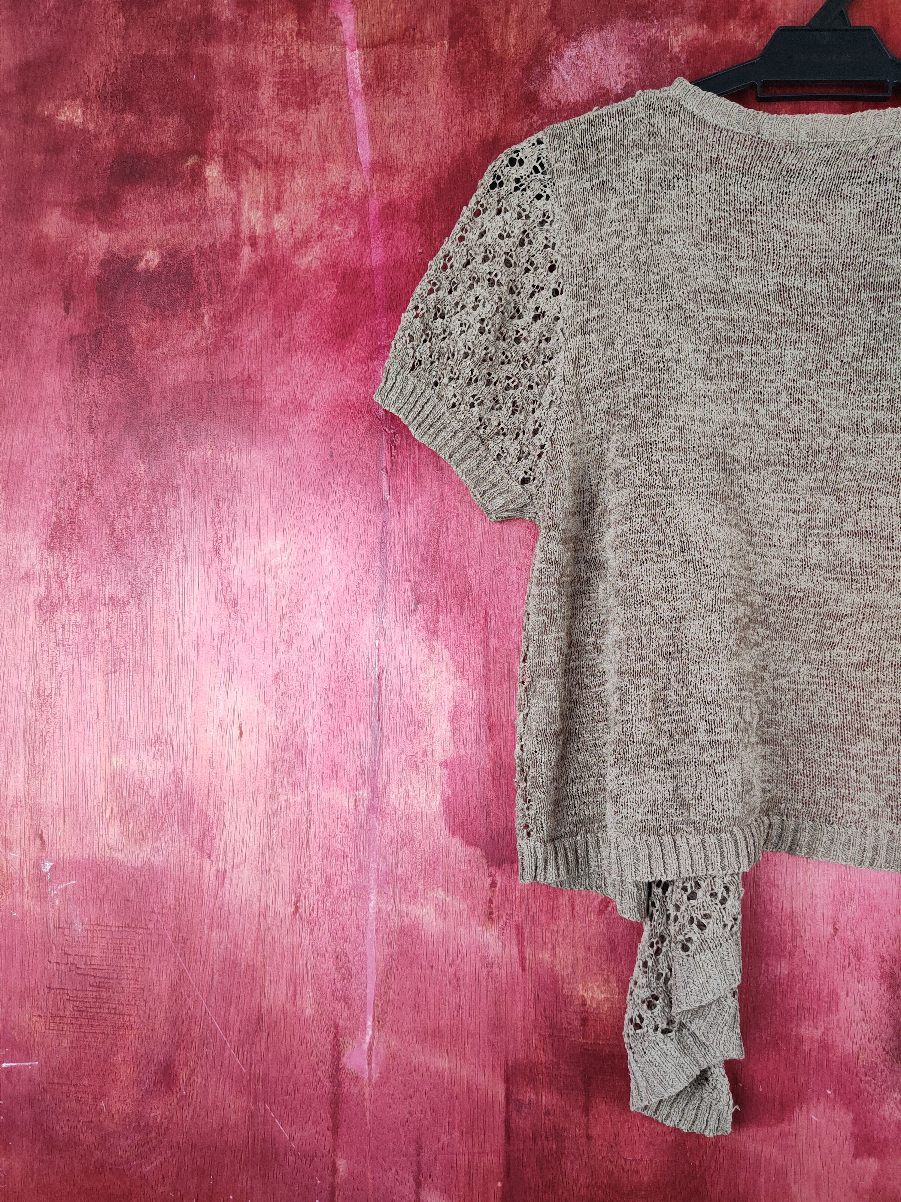 Japanese Brand Katies Brown Crochet Meshnet Knitwear Cardigan #S970 Size L / US 10 / IT 46 - 9 Thumbnail