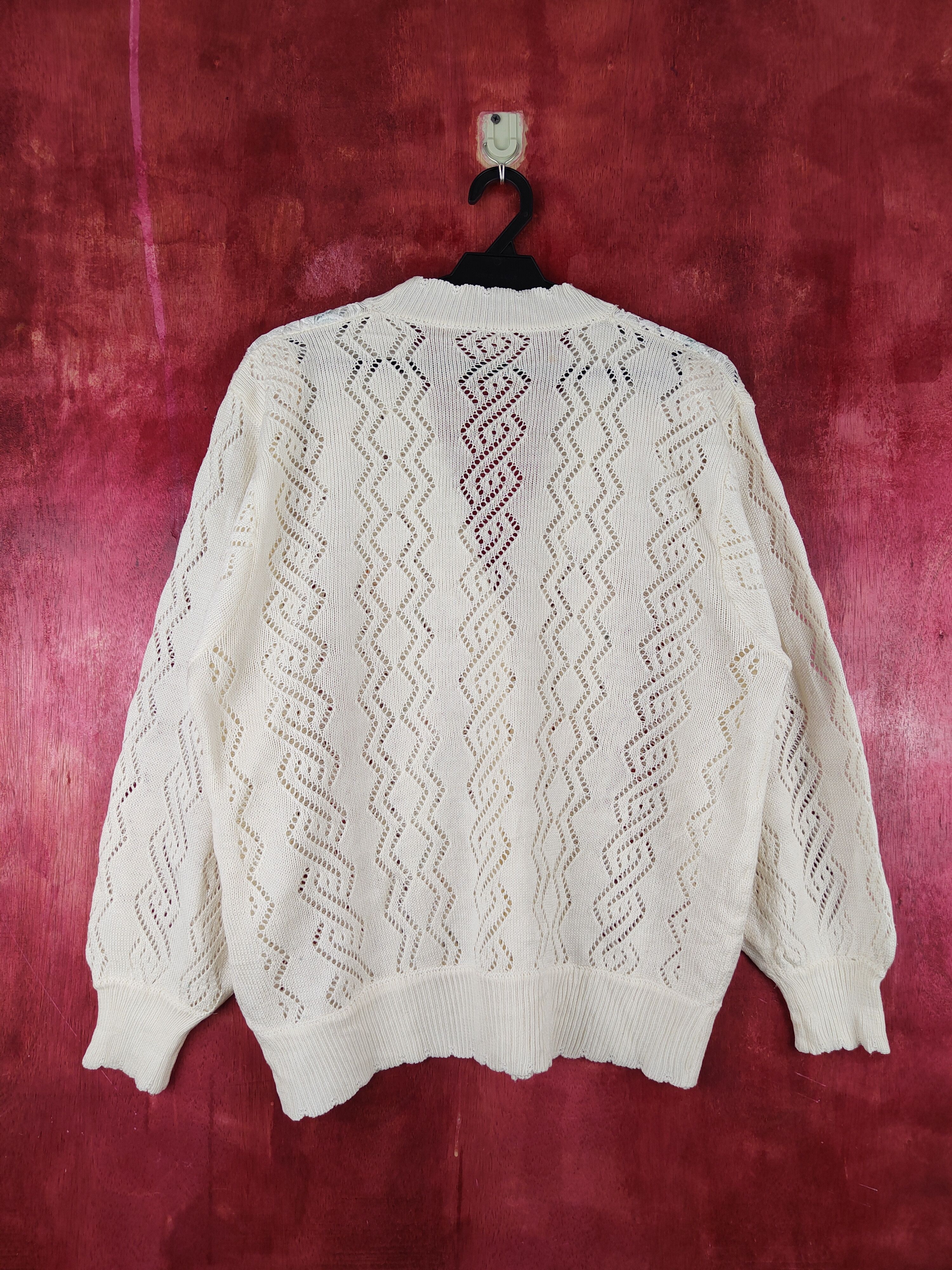 Japanese Brand Japanese Brand Cream Crochet Meshnet Knitwear Cardigan #S968 Size L / US 10 / IT 46 - 7 Thumbnail
