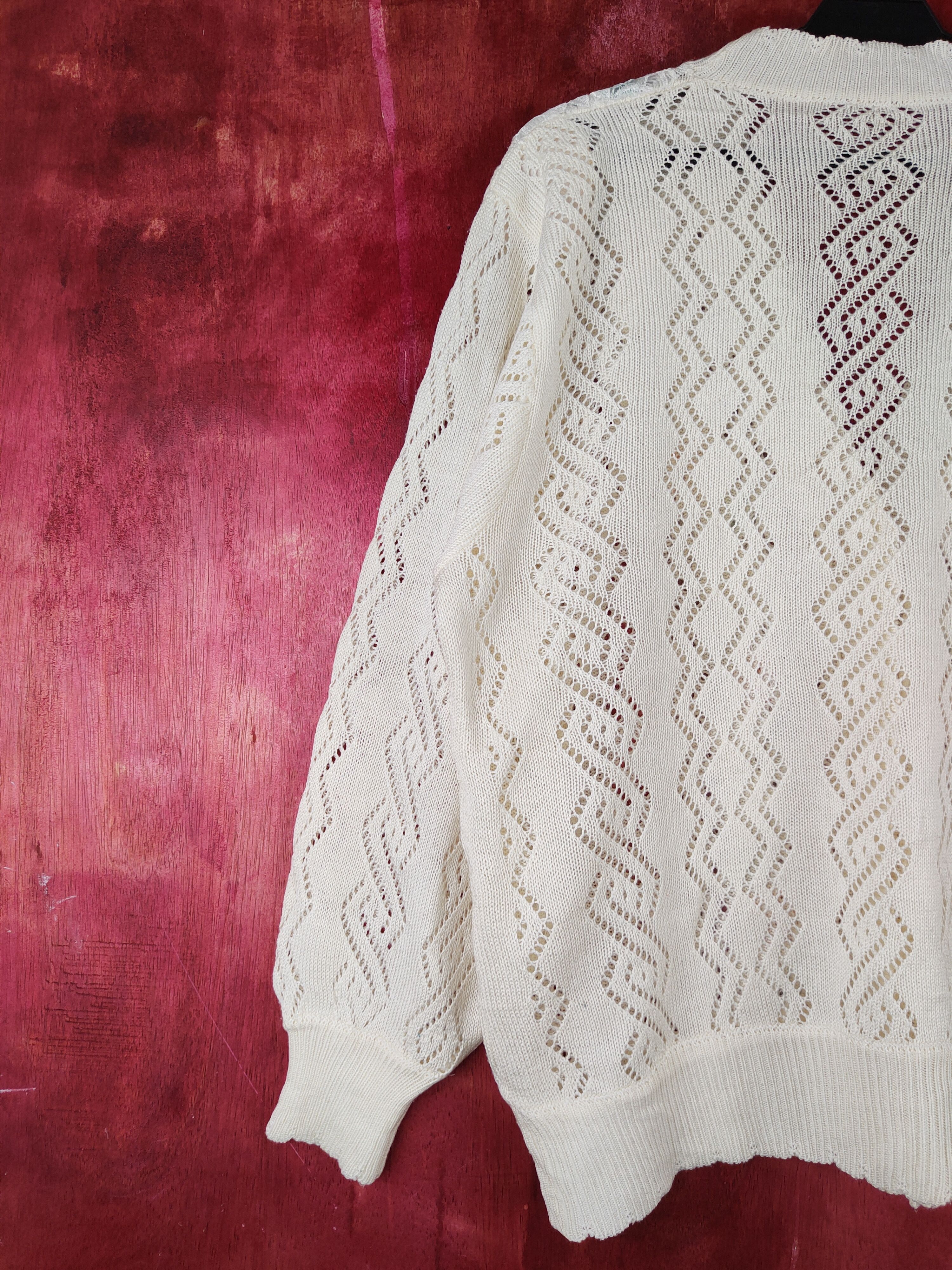 Japanese Brand Japanese Brand Cream Crochet Meshnet Knitwear Cardigan #S968 Size L / US 10 / IT 46 - 8 Thumbnail