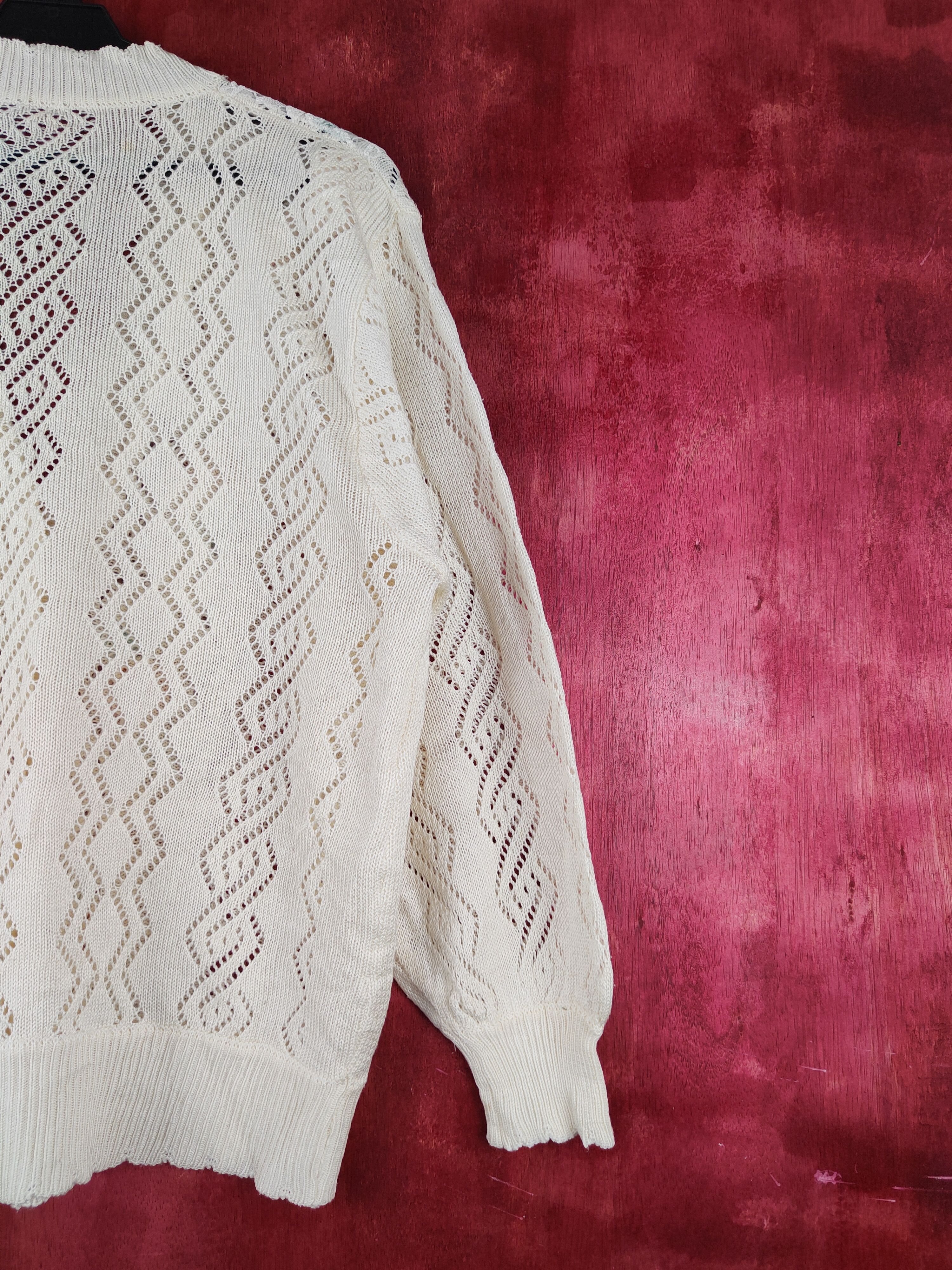 Japanese Brand Japanese Brand Cream Crochet Meshnet Knitwear Cardigan #S968 Size L / US 10 / IT 46 - 9 Thumbnail