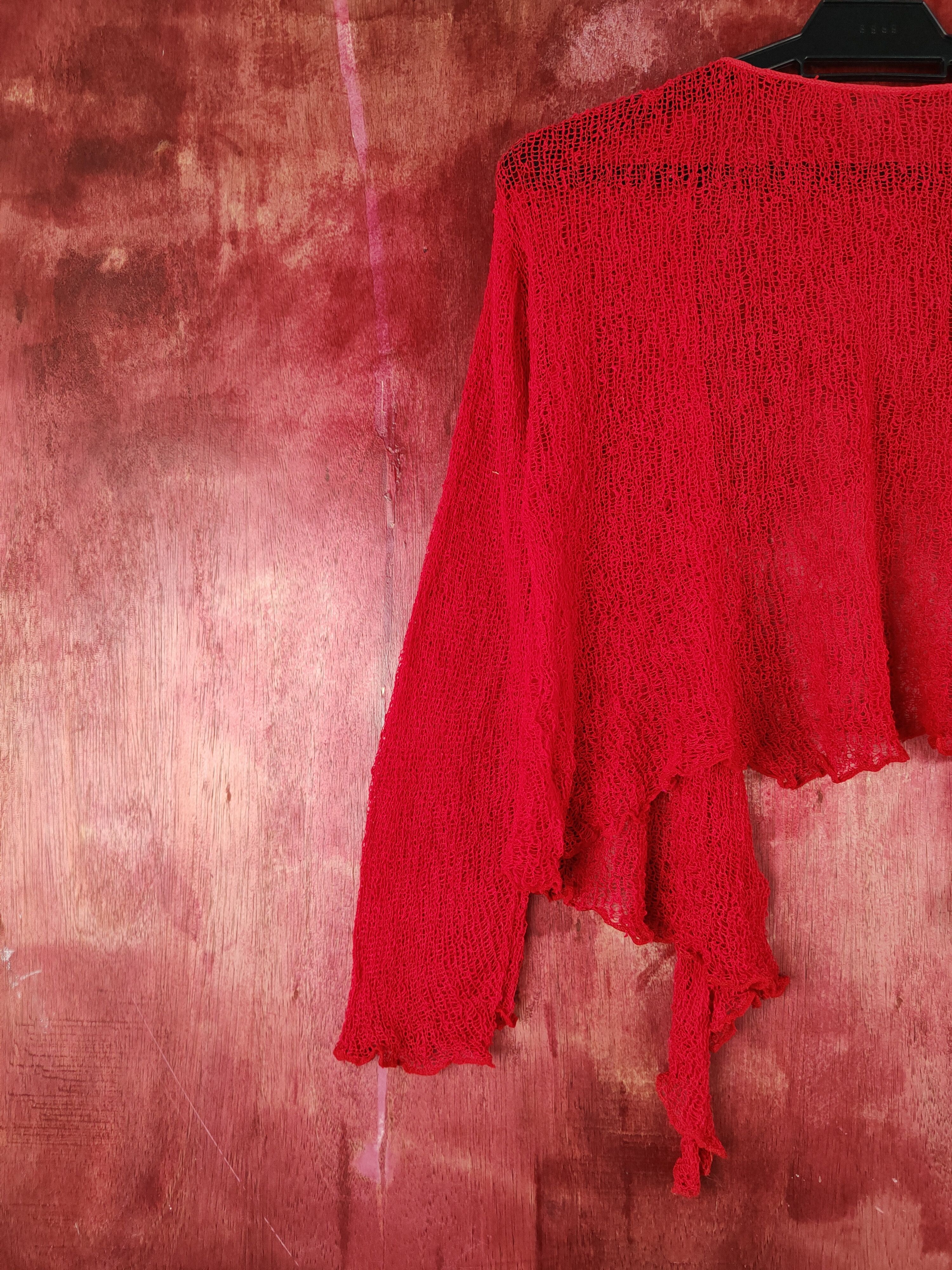 Japanese Brand Japanese Brand Red Crochet Meshnet Knitwear Cardigan #S967 Size M / US 6-8 / IT 42-44 - 9 Thumbnail