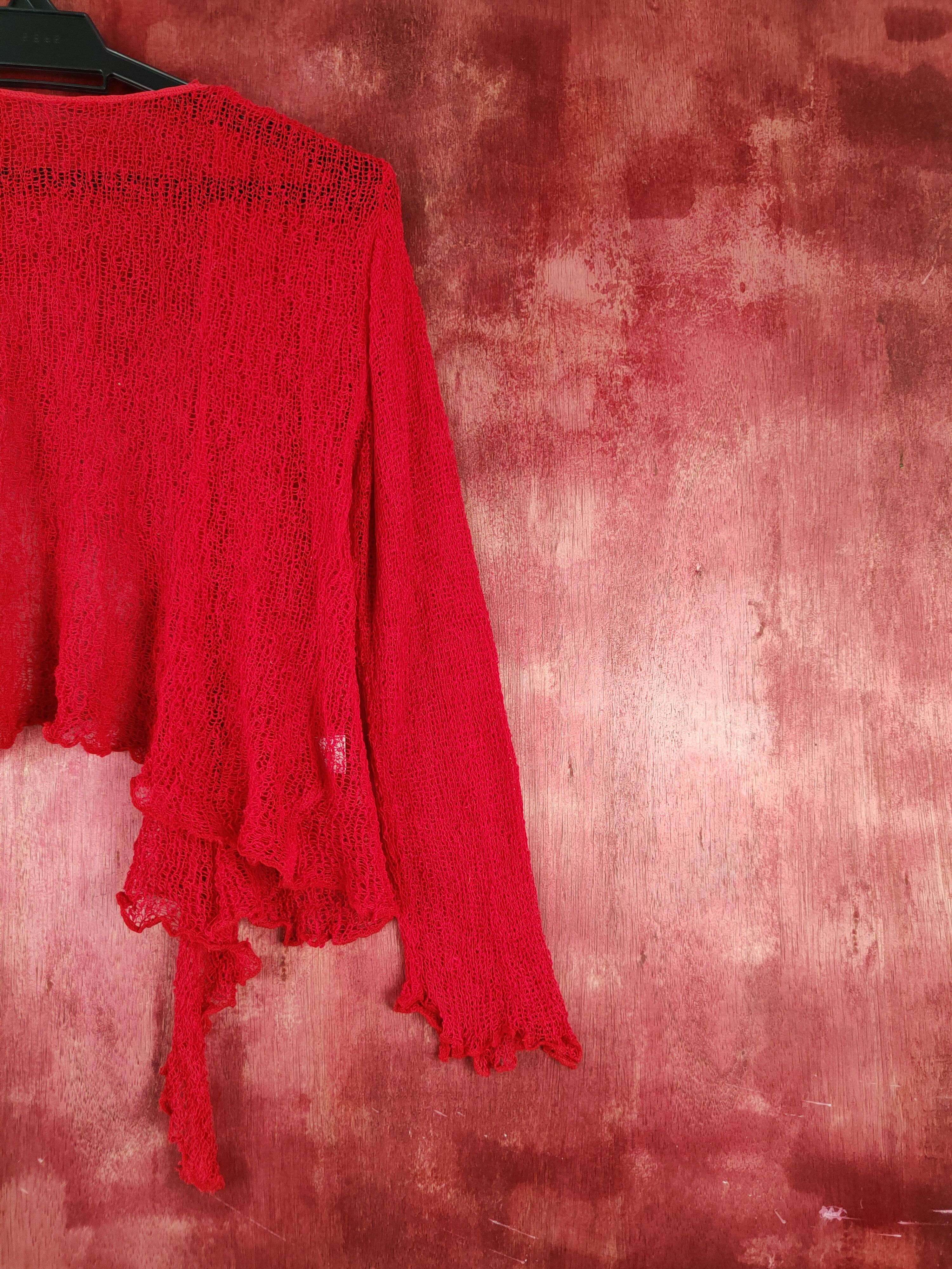 Japanese Brand Japanese Brand Red Crochet Meshnet Knitwear Cardigan #S967 Size M / US 6-8 / IT 42-44 - 10 Thumbnail