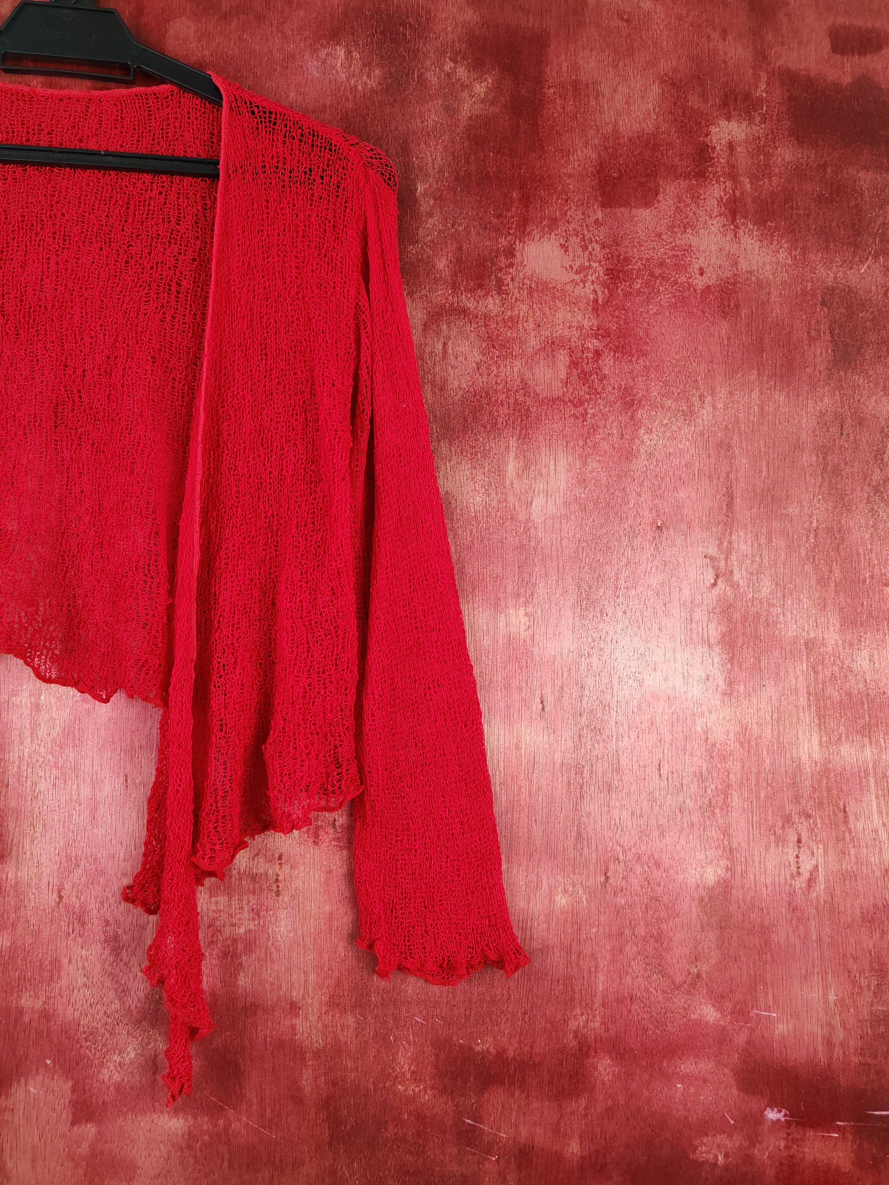 Japanese Brand Japanese Brand Red Crochet Meshnet Knitwear Cardigan #S967 Size M / US 6-8 / IT 42-44 - 6 Thumbnail