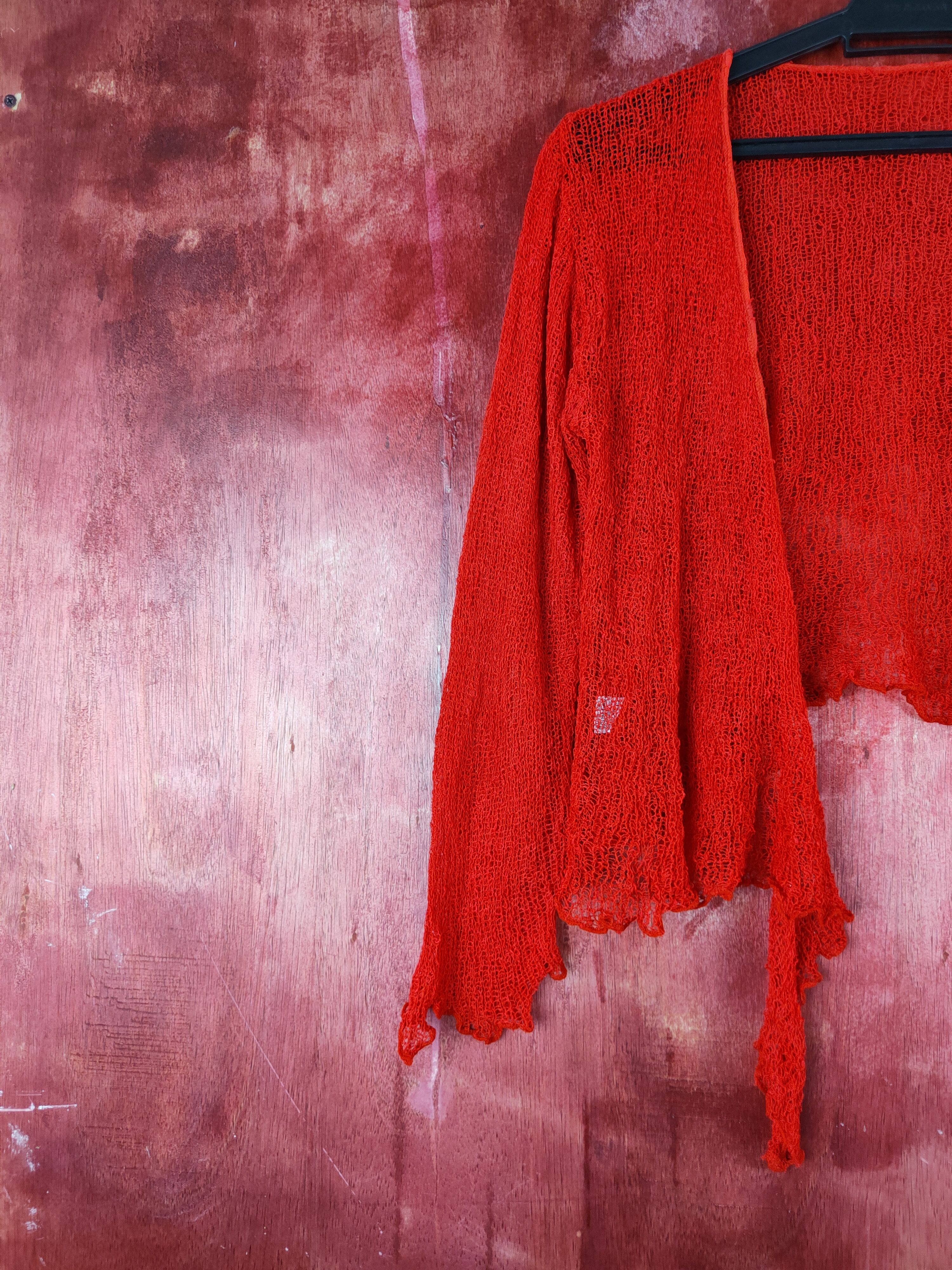 Japanese Brand Japanese Brand Red Crochet Meshnet Knitwear Cardigan #S967 Size M / US 6-8 / IT 42-44 - 4 Thumbnail