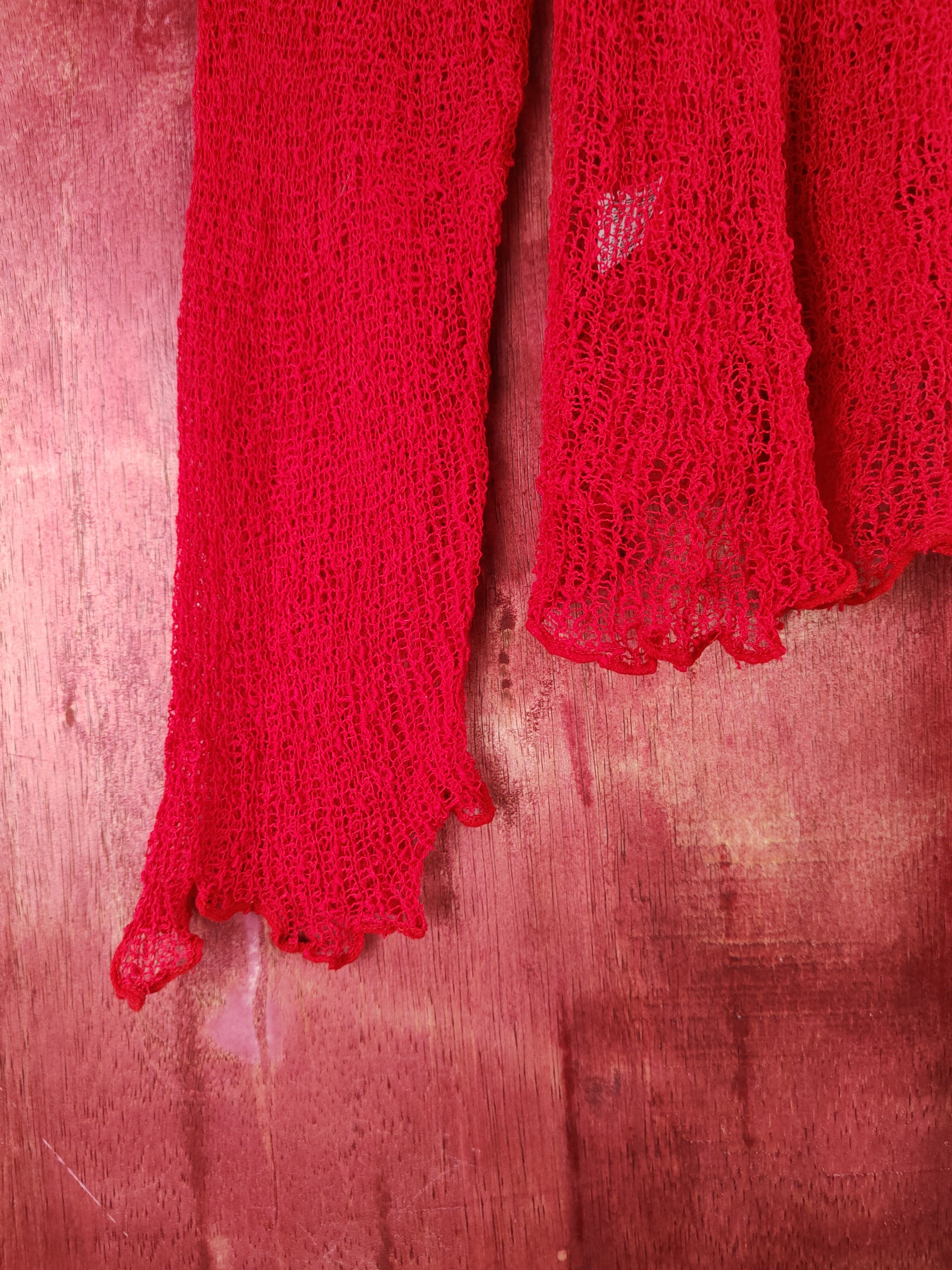 Japanese Brand Japanese Brand Red Crochet Meshnet Knitwear Cardigan #S967 Size M / US 6-8 / IT 42-44 - 5 Thumbnail