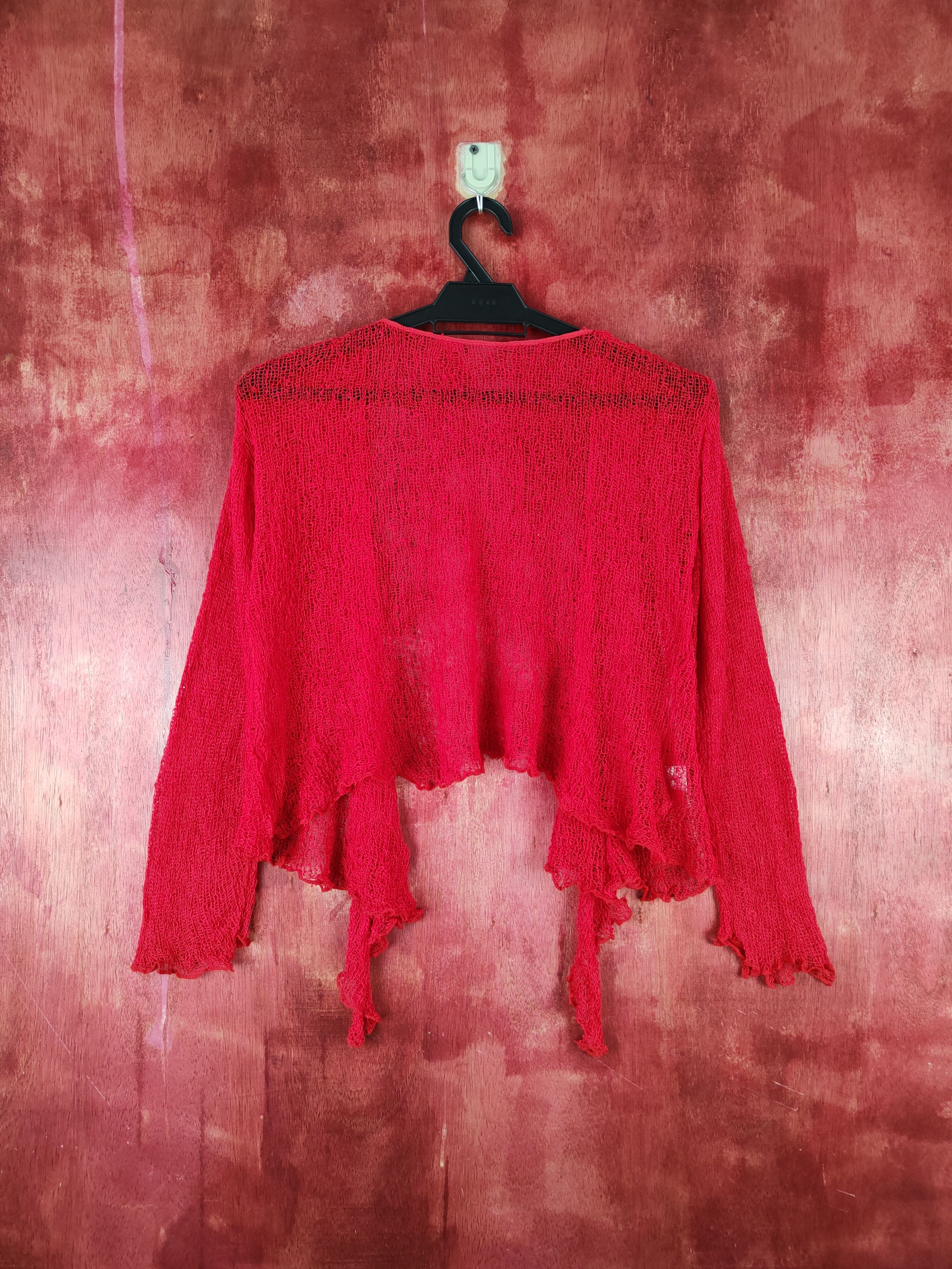Japanese Brand Japanese Brand Red Crochet Meshnet Knitwear Cardigan #S967 Size M / US 6-8 / IT 42-44 - 8 Thumbnail
