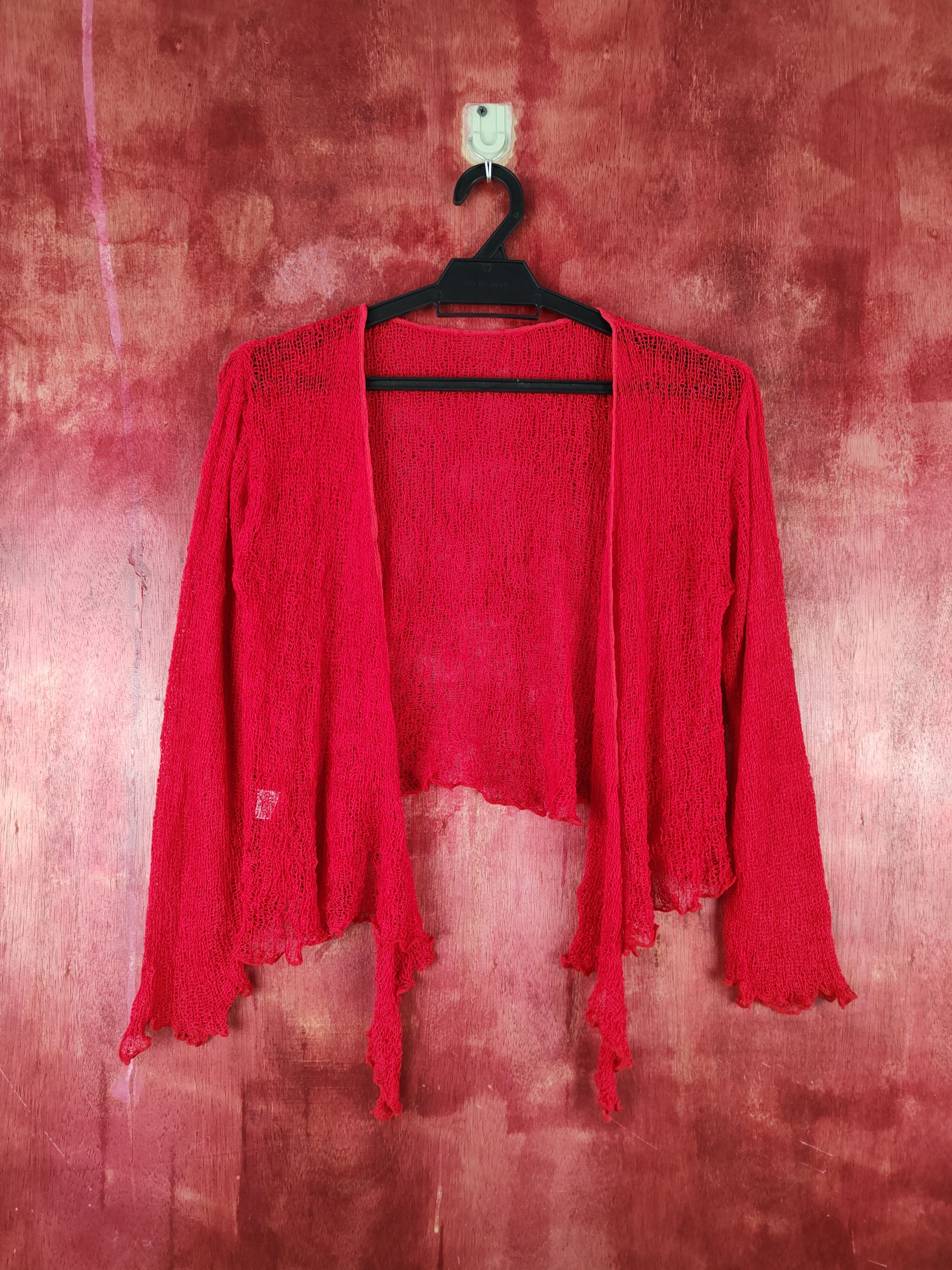 Japanese Brand Japanese Brand Red Crochet Meshnet Knitwear Cardigan #S967 Size M / US 6-8 / IT 42-44 - 1 Thumbnail