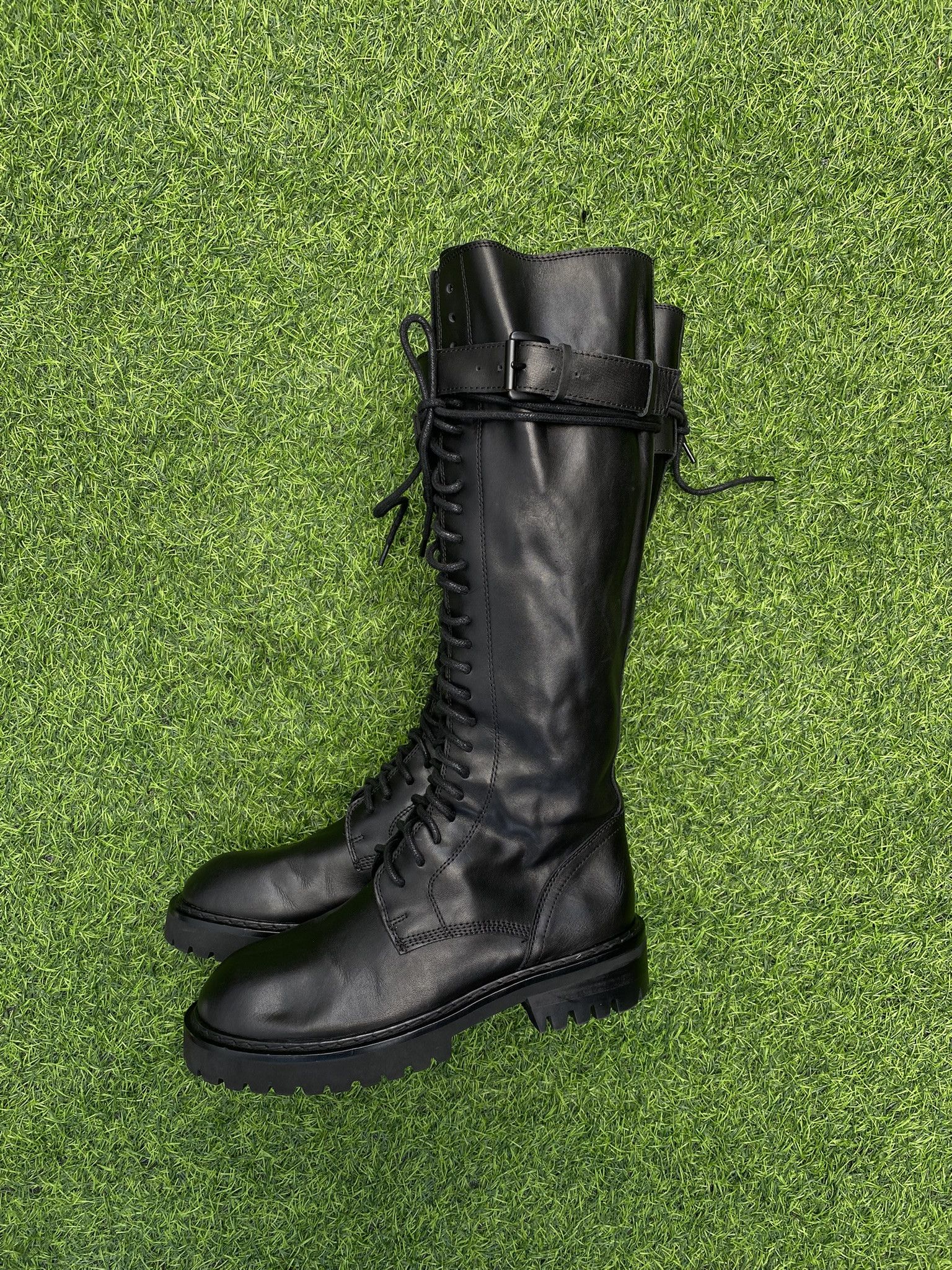 Ann Demeulemeester Laceup leather kneehigh boots Grailed