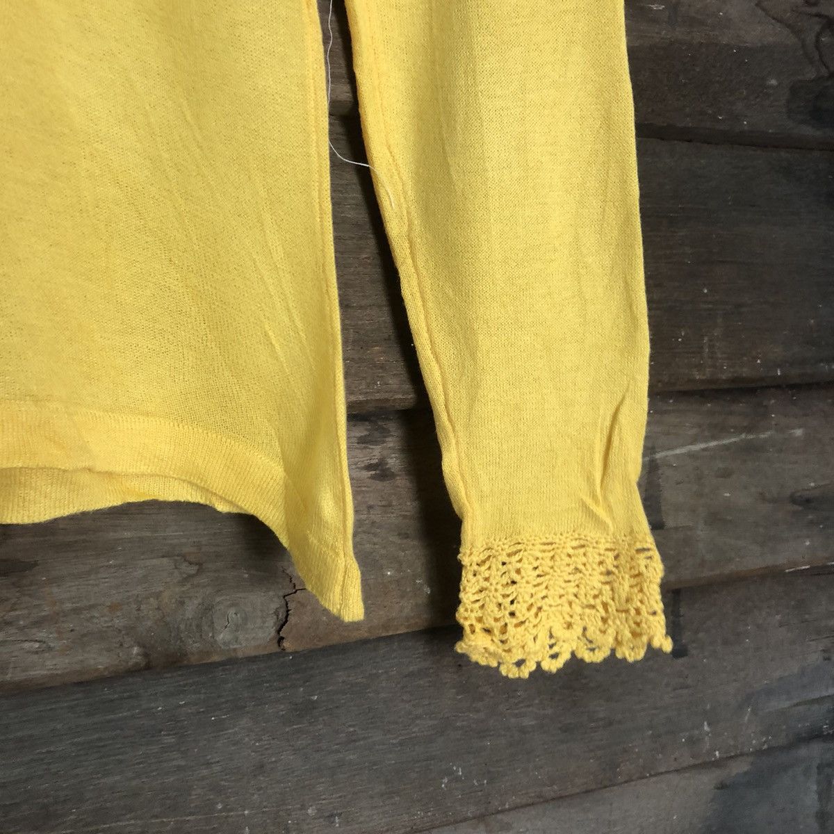 Japanese Brand ARW Yellow Patterned Cardigans thin knitwear japan #7255 Size S / US 4 / IT 40 - 12 Thumbnail
