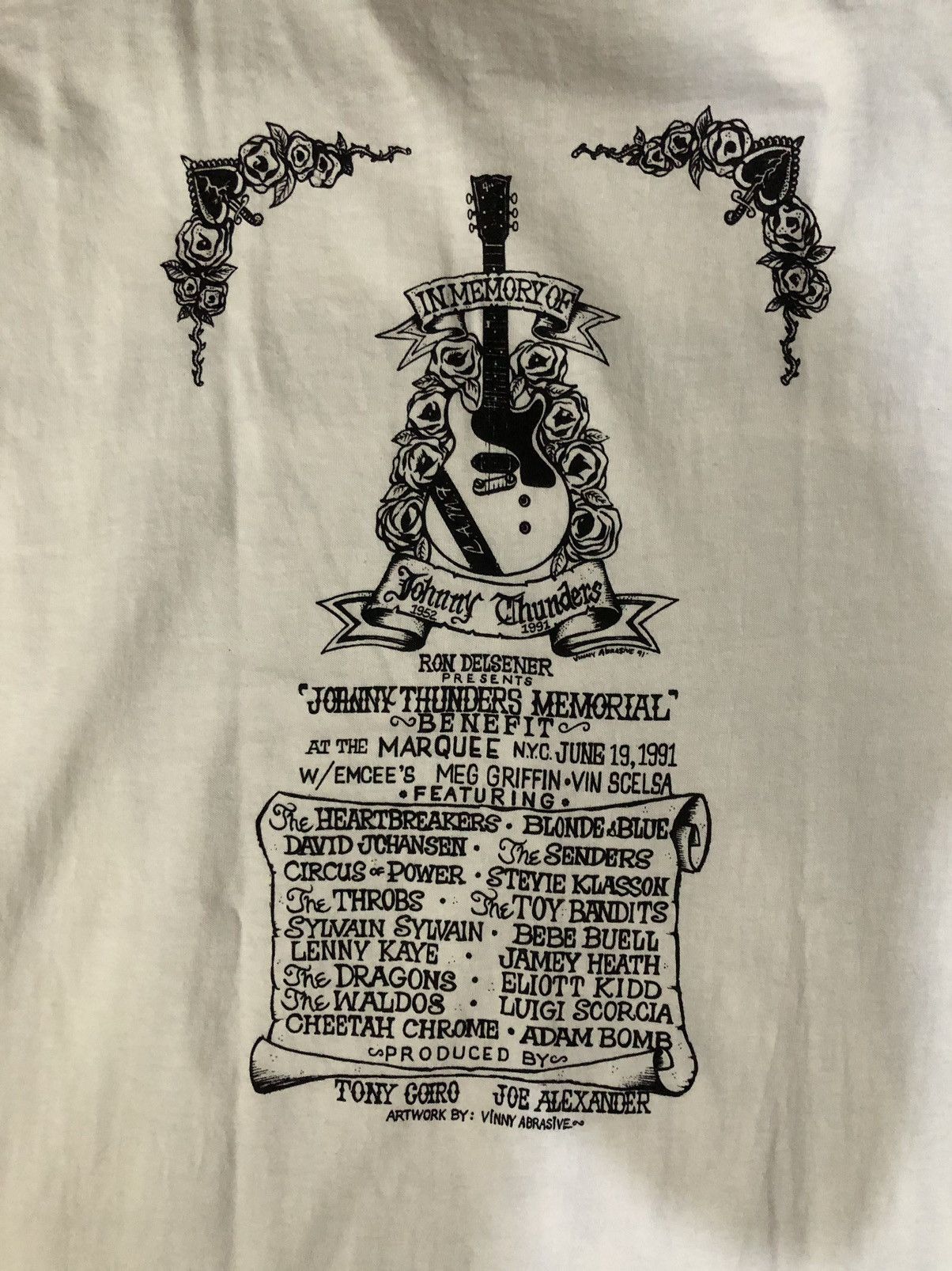 Band Tees × Vintage Vintage 1991 Johnny Thunders Memorial Shirt New York Dolls Size US L / EU 52-54 / 3 - 6 Thumbnail