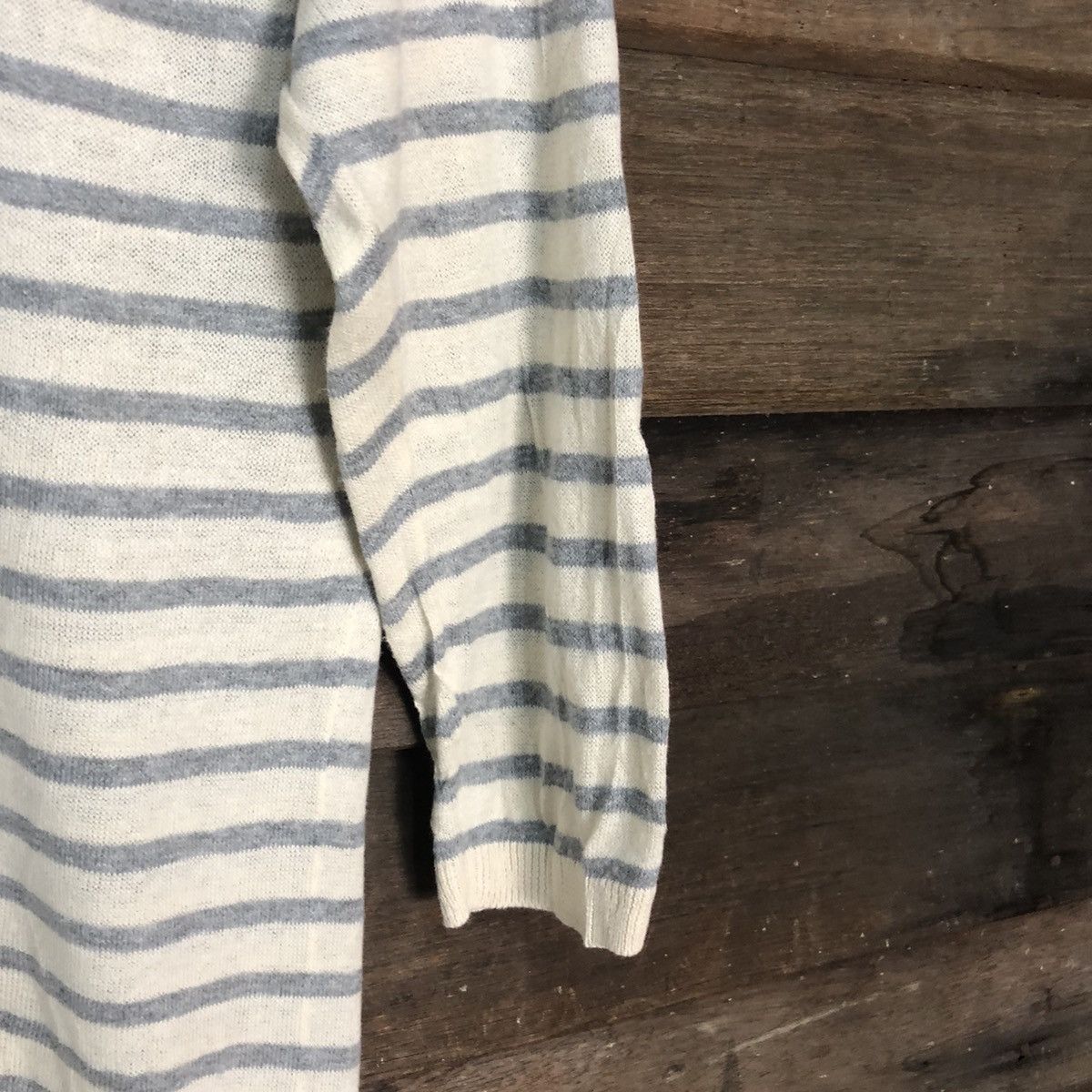Japanese Brand Chocol Raffine Stripe White Cardigan thin #7253 Size S / US 4 / IT 40 - 12 Thumbnail