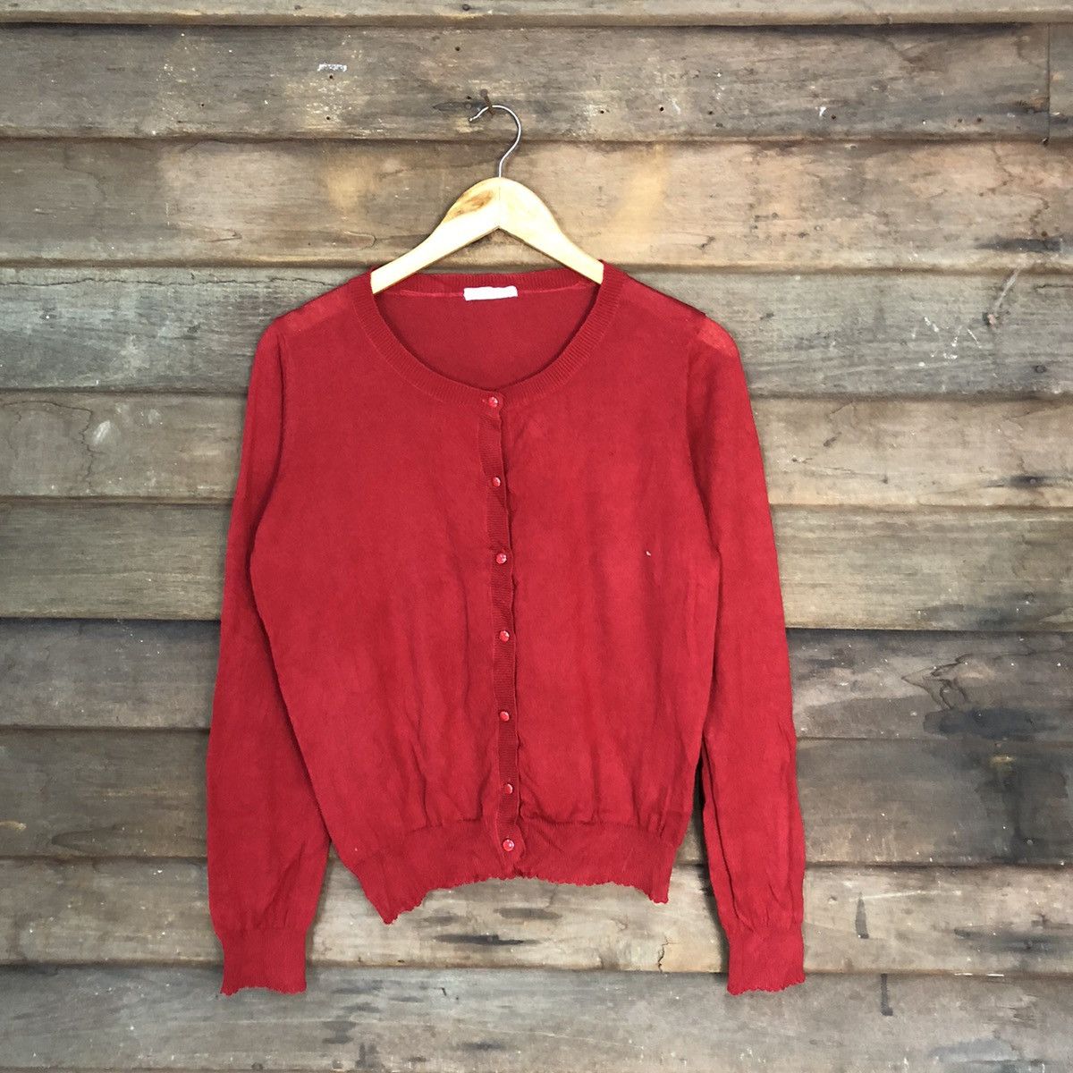 Japanese Brand Olive Des Olive Red Patterned Cardigans thin japan #7239 Size M / US 6-8 / IT 42-44 - 1 Thumbnail