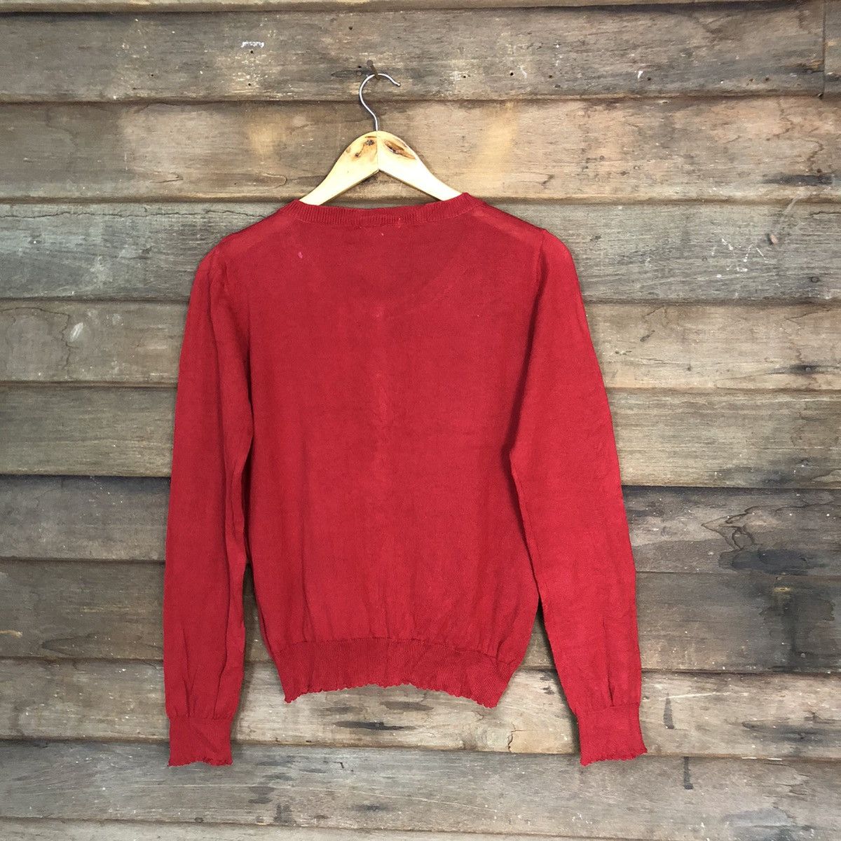 Japanese Brand Olive Des Olive Red Patterned Cardigans thin japan #7239 Size M / US 6-8 / IT 42-44 - 9 Thumbnail