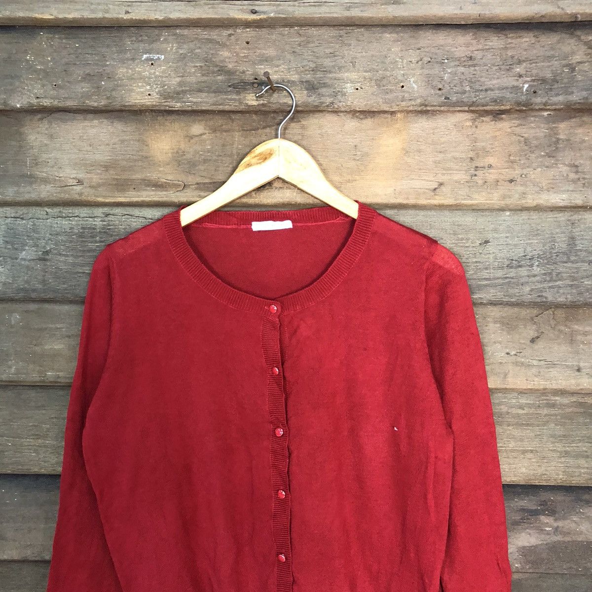 Japanese Brand Olive Des Olive Red Patterned Cardigans thin japan #7239 Size M / US 6-8 / IT 42-44 - 2 Thumbnail