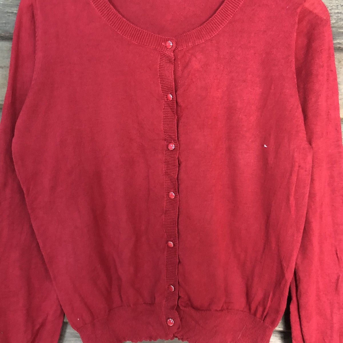 Japanese Brand Olive Des Olive Red Patterned Cardigans thin japan #7239 Size M / US 6-8 / IT 42-44 - 5 Thumbnail