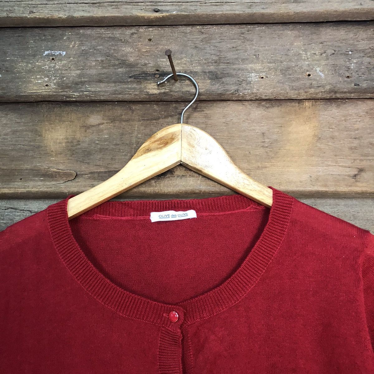 Japanese Brand Olive Des Olive Red Patterned Cardigans thin japan #7239 Size M / US 6-8 / IT 42-44 - 4 Thumbnail