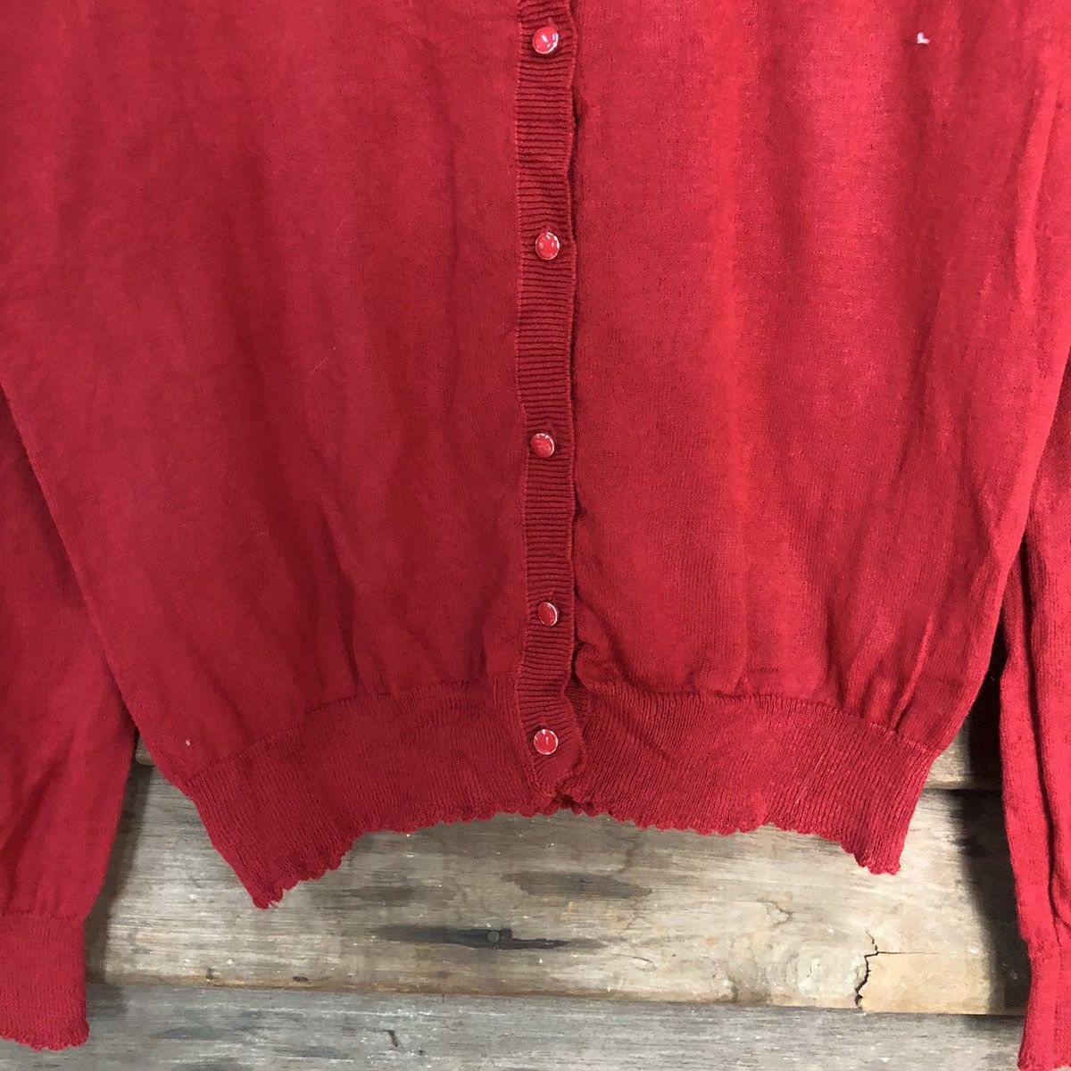 Japanese Brand Olive Des Olive Red Patterned Cardigans thin japan #7239 Size M / US 6-8 / IT 42-44 - 6 Thumbnail