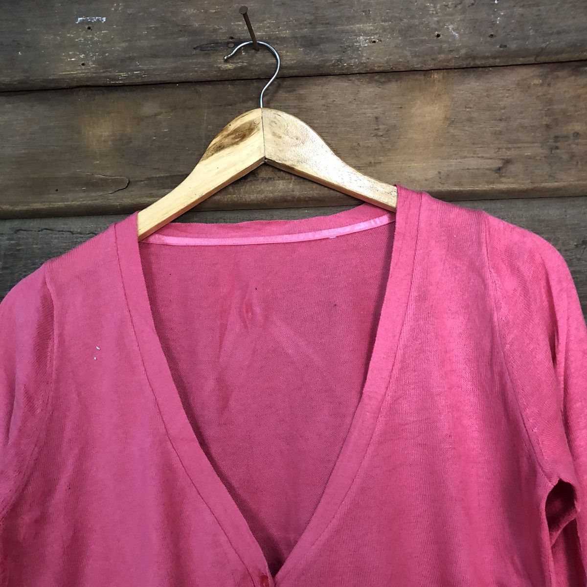 Homespun Knitwear × Japanese Brand Japanese Brand Pink Caridgan thin japan #7238 Size M / US 6-8 / IT 42-44 - 4 Thumbnail