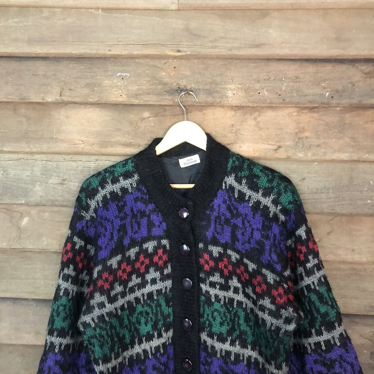 Japanese Brand Jean Ferdinand Patterned mohair knitwear Cardigan #H359 Size US M / EU 48-50 / 2 - 2 Thumbnail