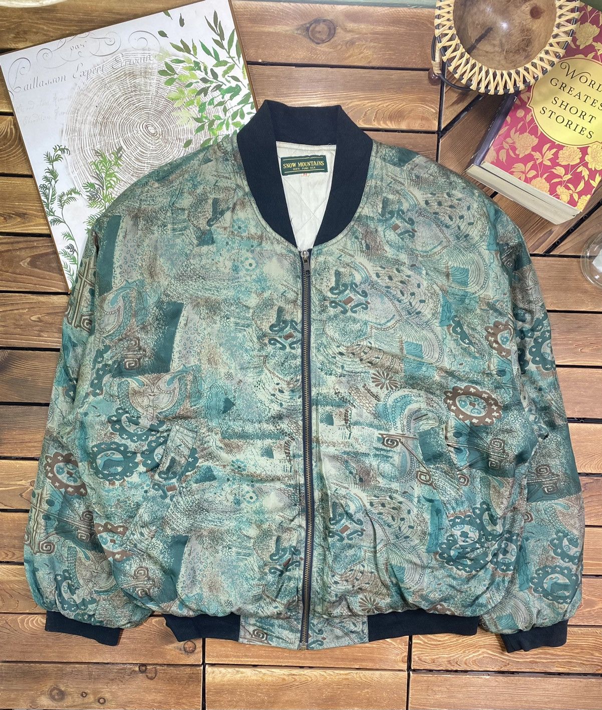 Japanese Brand × Vintage Vintage Pure Silk Bomber Jacket Japanese Brand Size M Size US M / EU 48-50 / 2 - 2 Thumbnail
