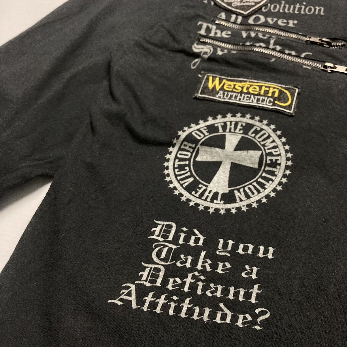 Japanese Brand 🇯🇵 FLY BEANS WORDING PUNK GOTHIC LONG SLEEVE TSHIRT Size US S / EU 44-46 / 1 - 9 Thumbnail