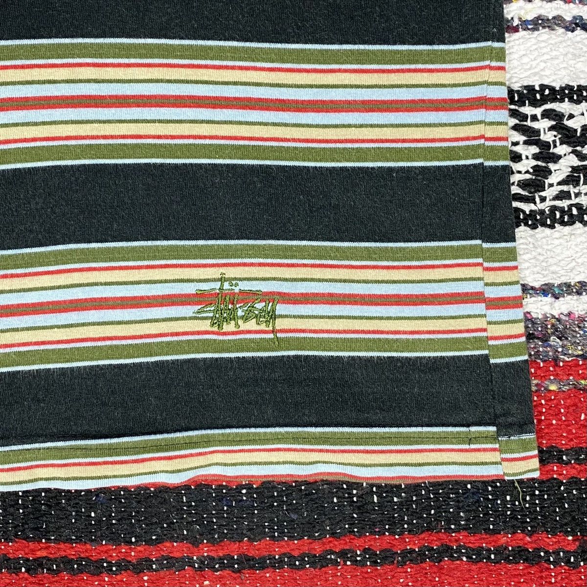 Stussy 💥Distressed💥Vintage Stussy Stripe Vneck Shirt Stussy Skate Size US S / EU 44-46 / 1 - 6 Thumbnail