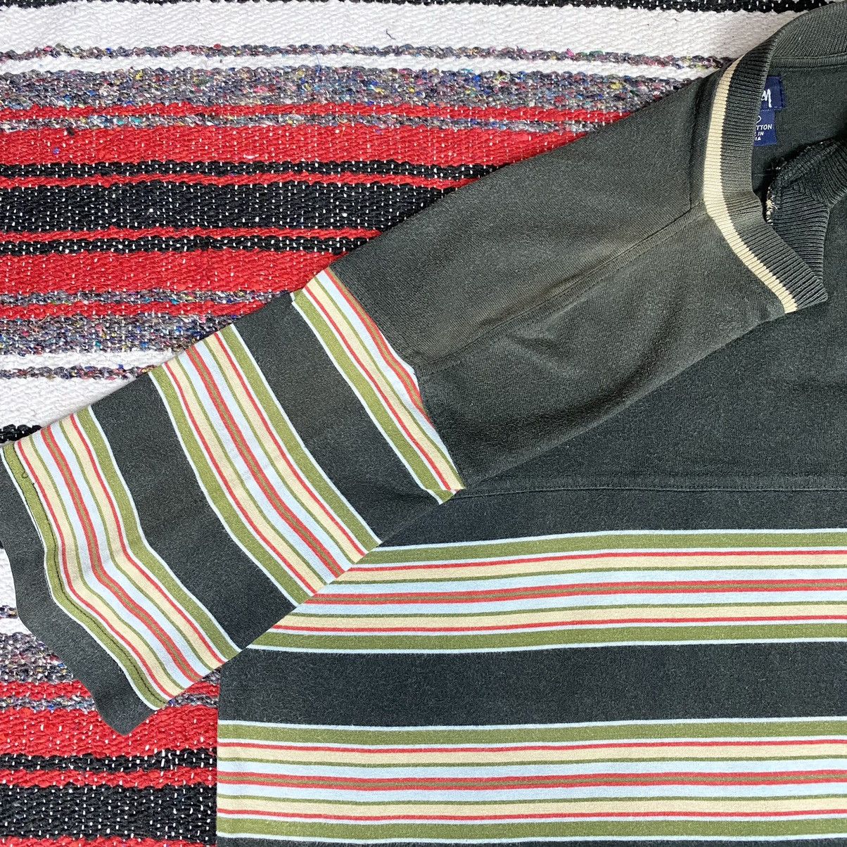 Stussy 💥Distressed💥Vintage Stussy Stripe Vneck Shirt Stussy Skate Size US S / EU 44-46 / 1 - 8 Thumbnail