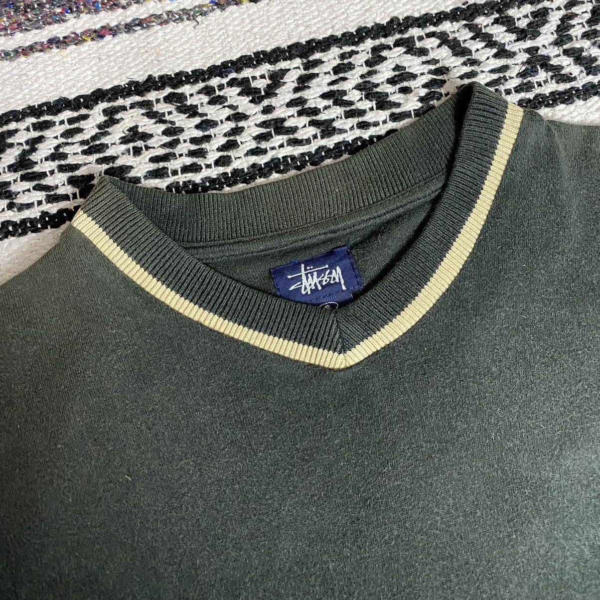 Stussy 💥Distressed💥Vintage Stussy Stripe Vneck Shirt Stussy Skate Size US S / EU 44-46 / 1 - 13 Thumbnail