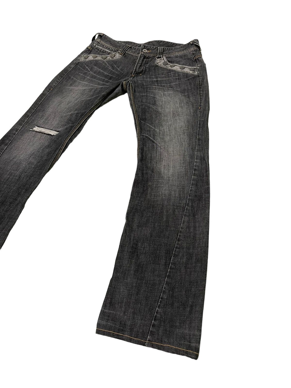 Japanese Brand Flare Jeans Hideaways Nicole Distress Denim Boot Cut 4🟦 Size US 33 - 3 Thumbnail