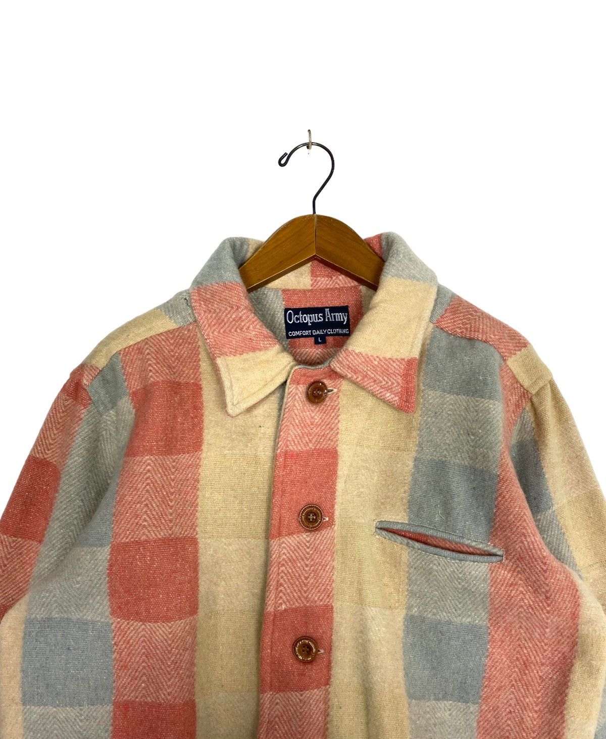 Vintage Rare‼️ Vintage Octopus Army Wool Jacket Checked Design Size US L / EU 52-54 / 3 - 2 Thumbnail