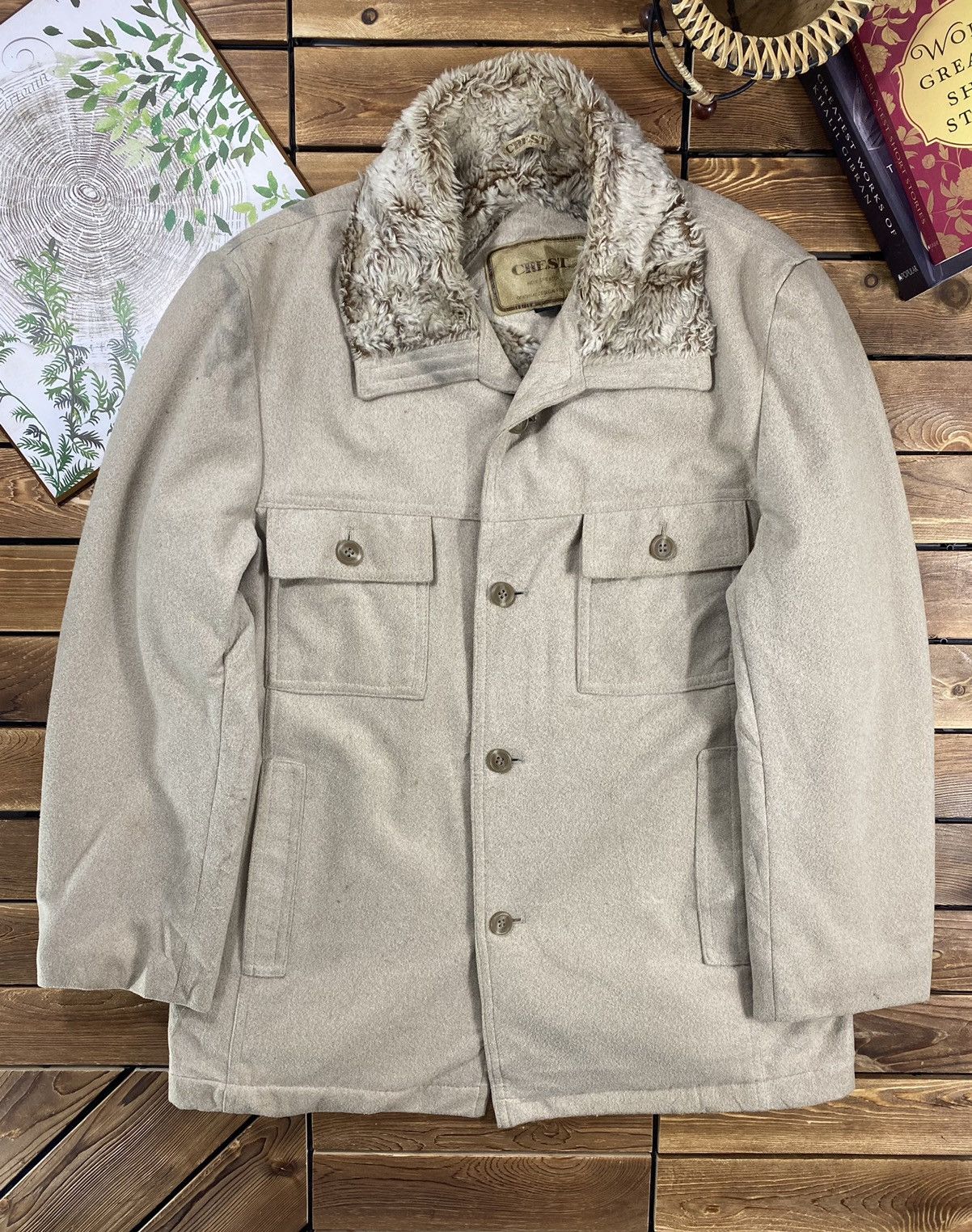 Japanese Brand × Vintage Vintage Japanese Brand Crest Wool Fleece Size L Size US L / EU 52-54 / 3 - 2 Thumbnail