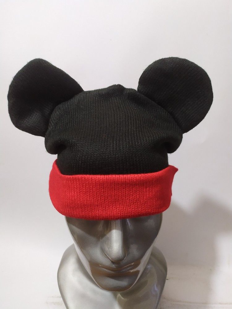 Pre-owned Disney Bunny Horn Devil Mickey Beanie Hats  In Black Red