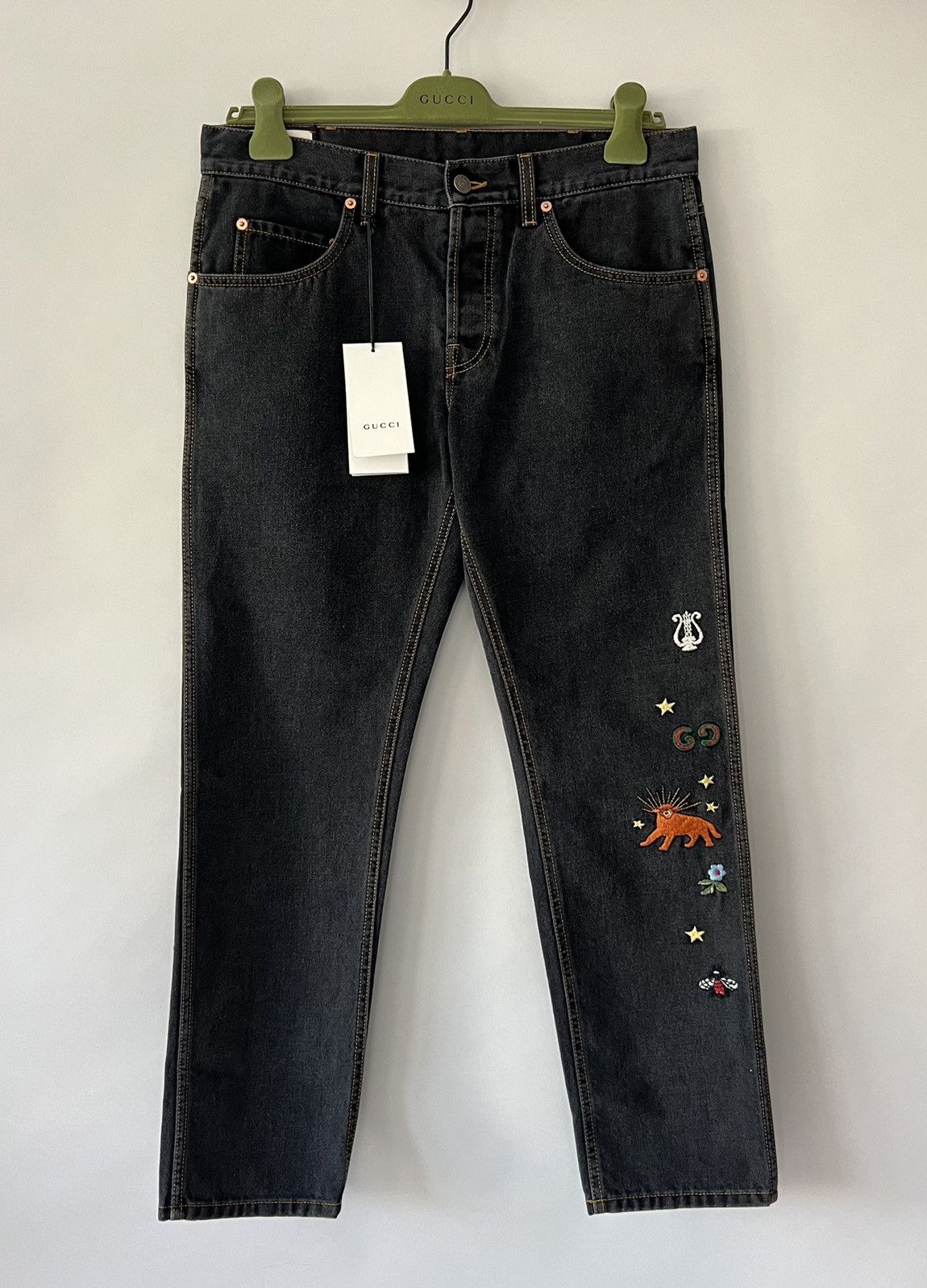 Gucci 🔥$1.4K Value🔥 Gucci Logo Embroidered Tiger Patch Denim Jeans Size US 32 / EU 48 - 2 Thumbnail
