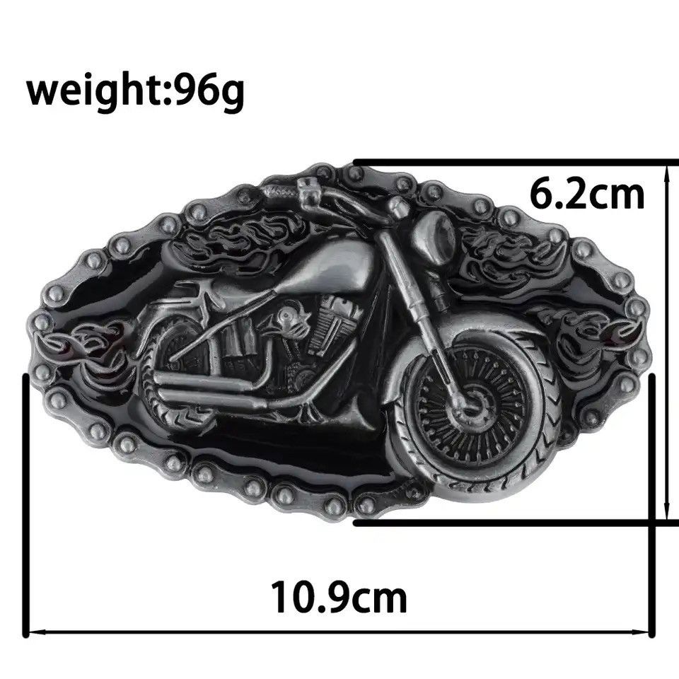 Leather Embossed Lerther Belt Cowboy Motorcycle Buckle Size ONE SIZE - 3 Thumbnail