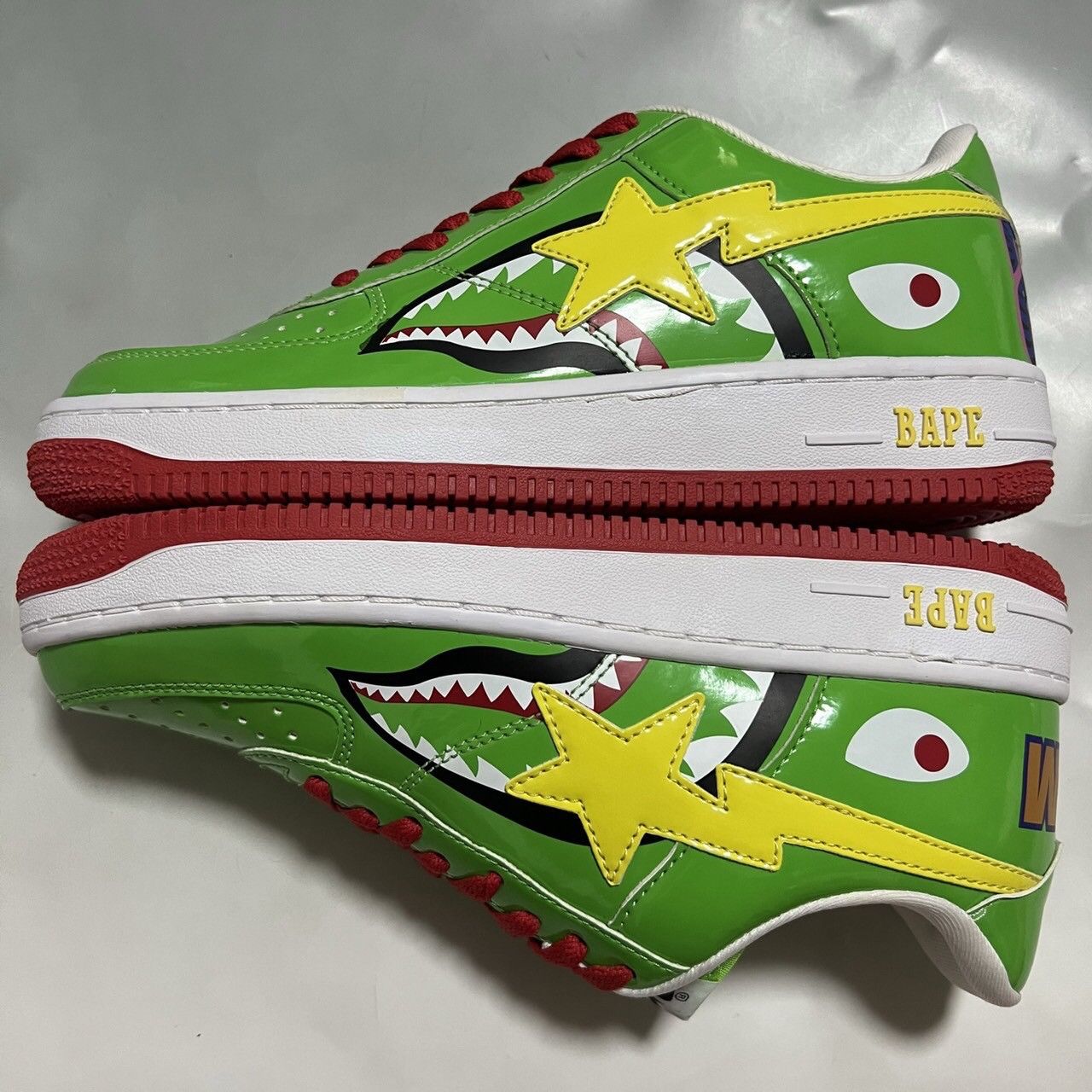 Bape 2010 BAPE Sta shark Green Patent leather Size US 9 / EU 42 - 3 Thumbnail