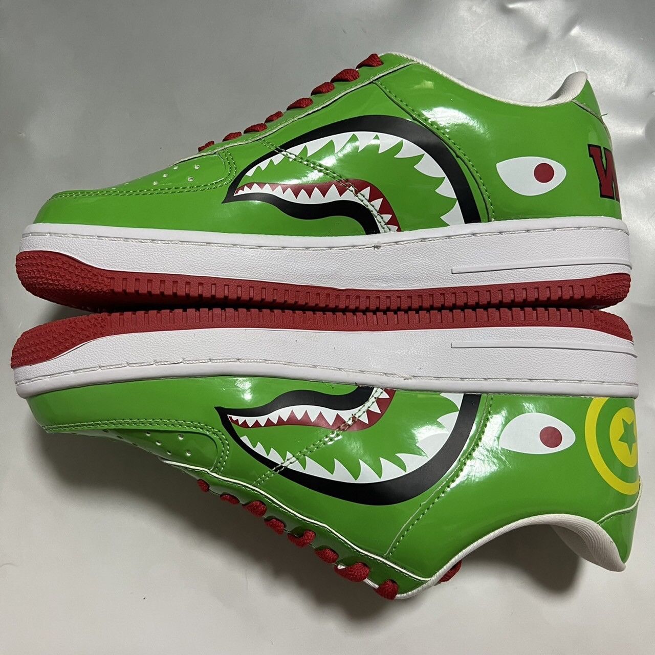 Bape 2010 BAPE Sta shark Green Patent leather Size US 9 / EU 42 - 4 Thumbnail