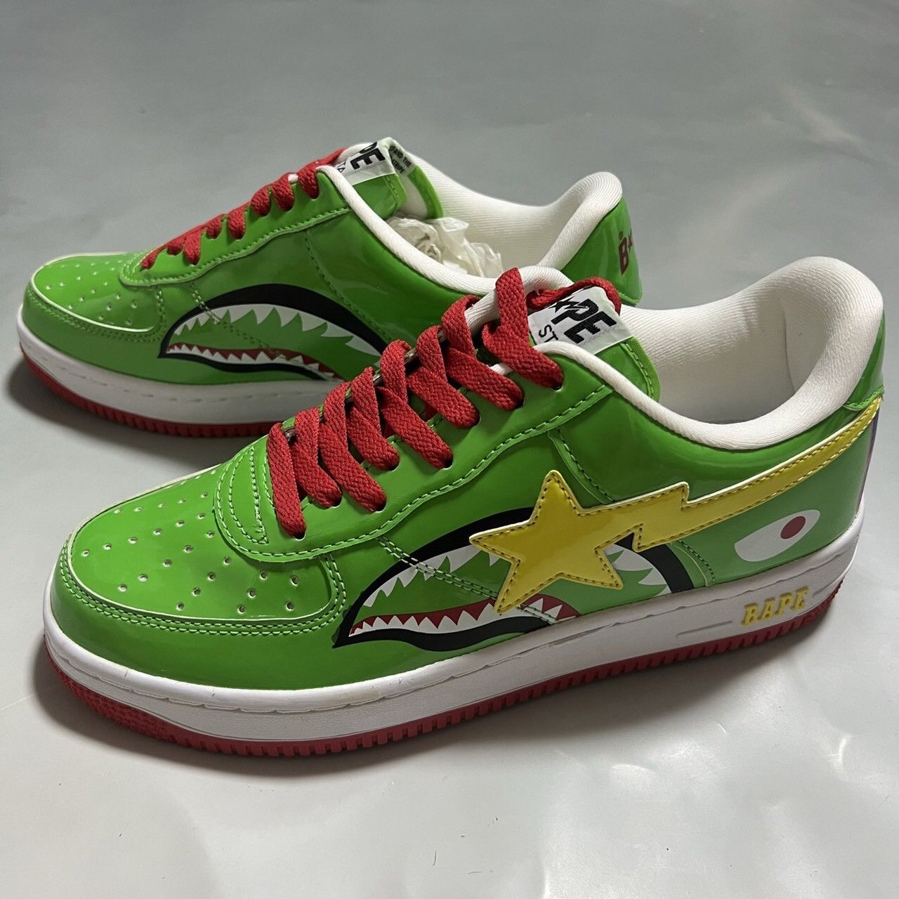 Bape 2010 BAPE Sta shark Green Patent leather Size US 9 / EU 42 - 2 Thumbnail