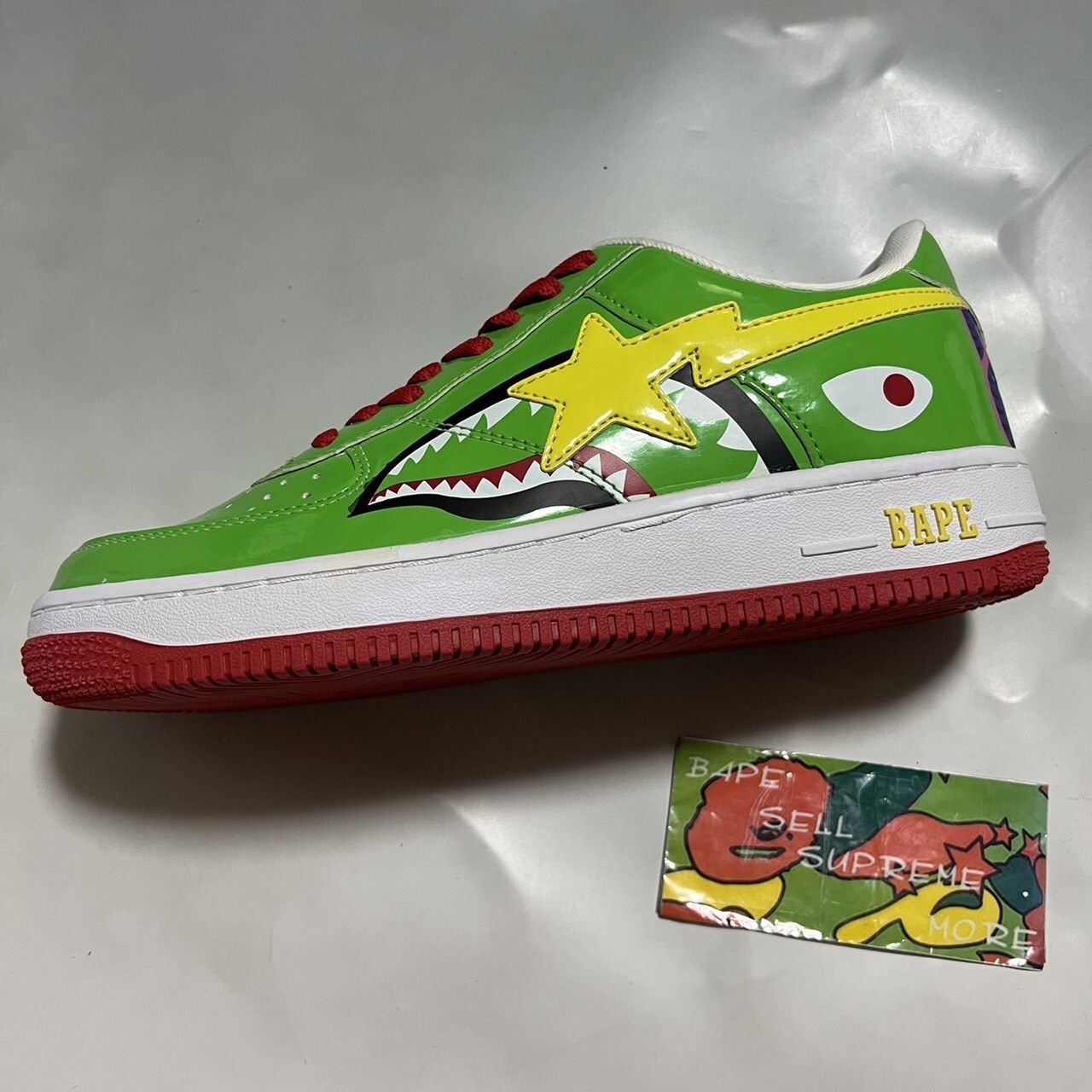 Bape 2010 BAPE Sta shark Green Patent leather Size US 9 / EU 42 - 1 Thumbnail