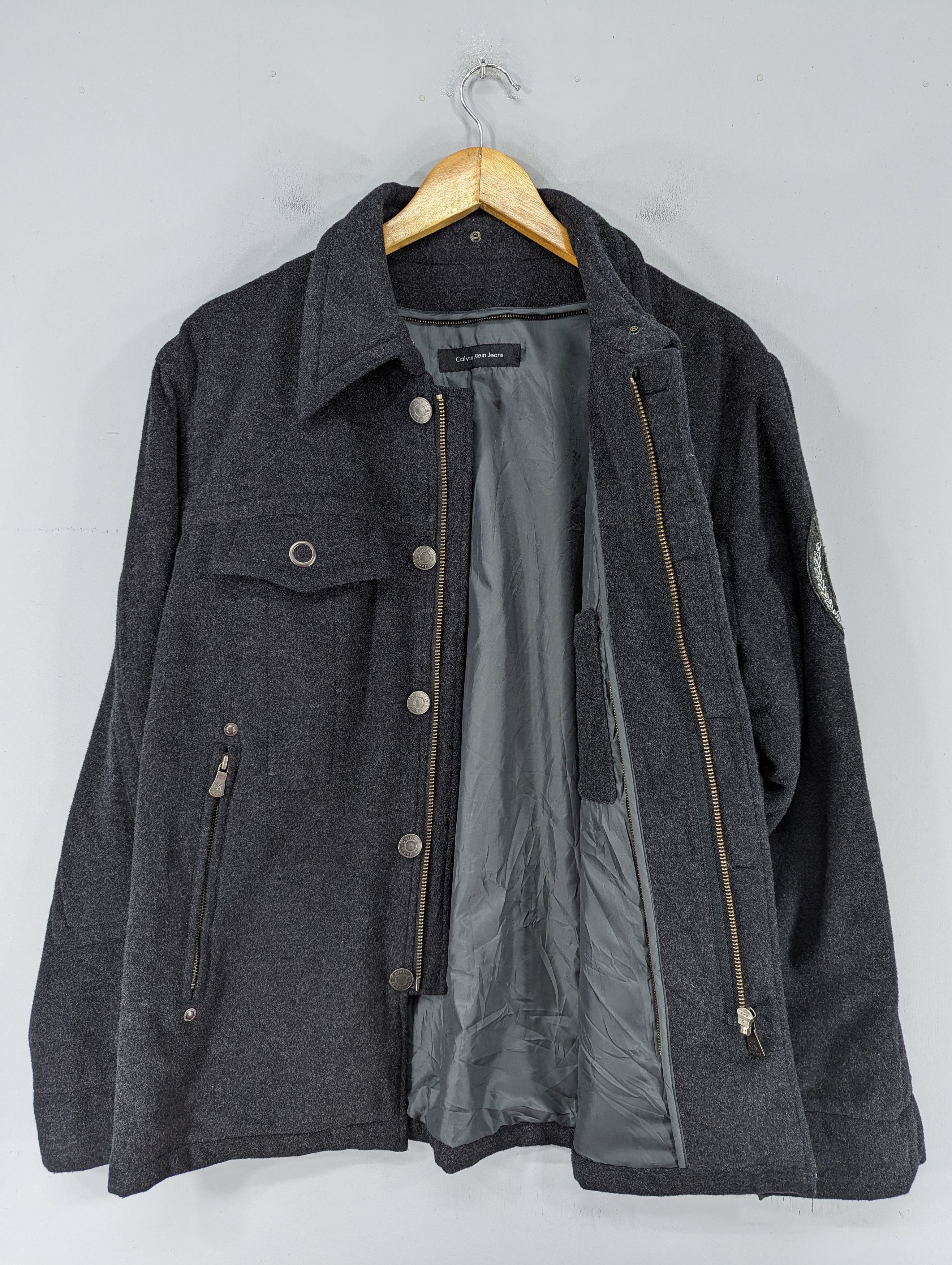 ?RARE?Vintage 90s Calvin Klein Jeans Wool Zipper Jacket