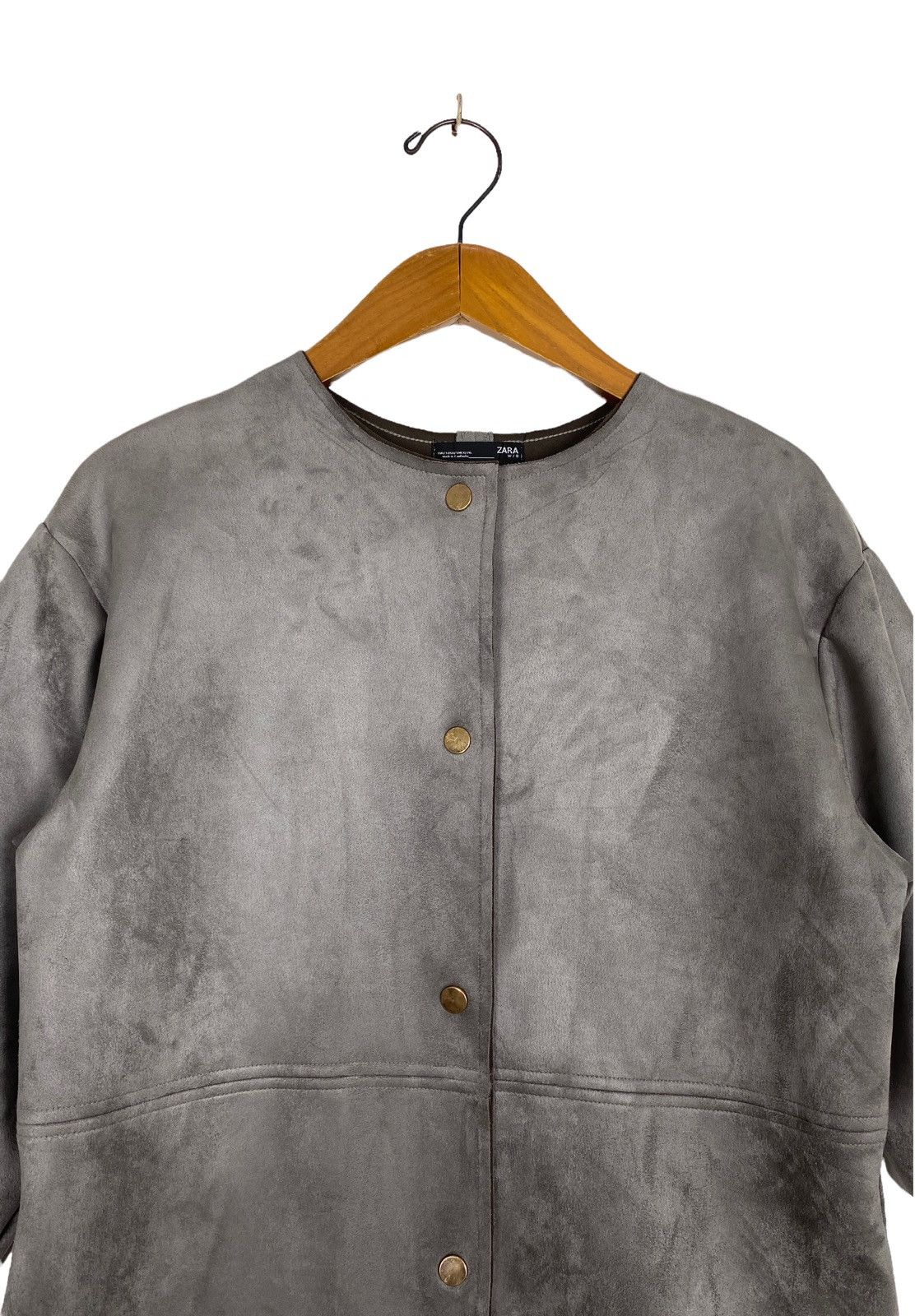 Zara Rare‼️ ZARA Long Grey Faux Suede Faux Fur Button Long Jacket Size US M / EU 48-50 / 2 - 3 Thumbnail