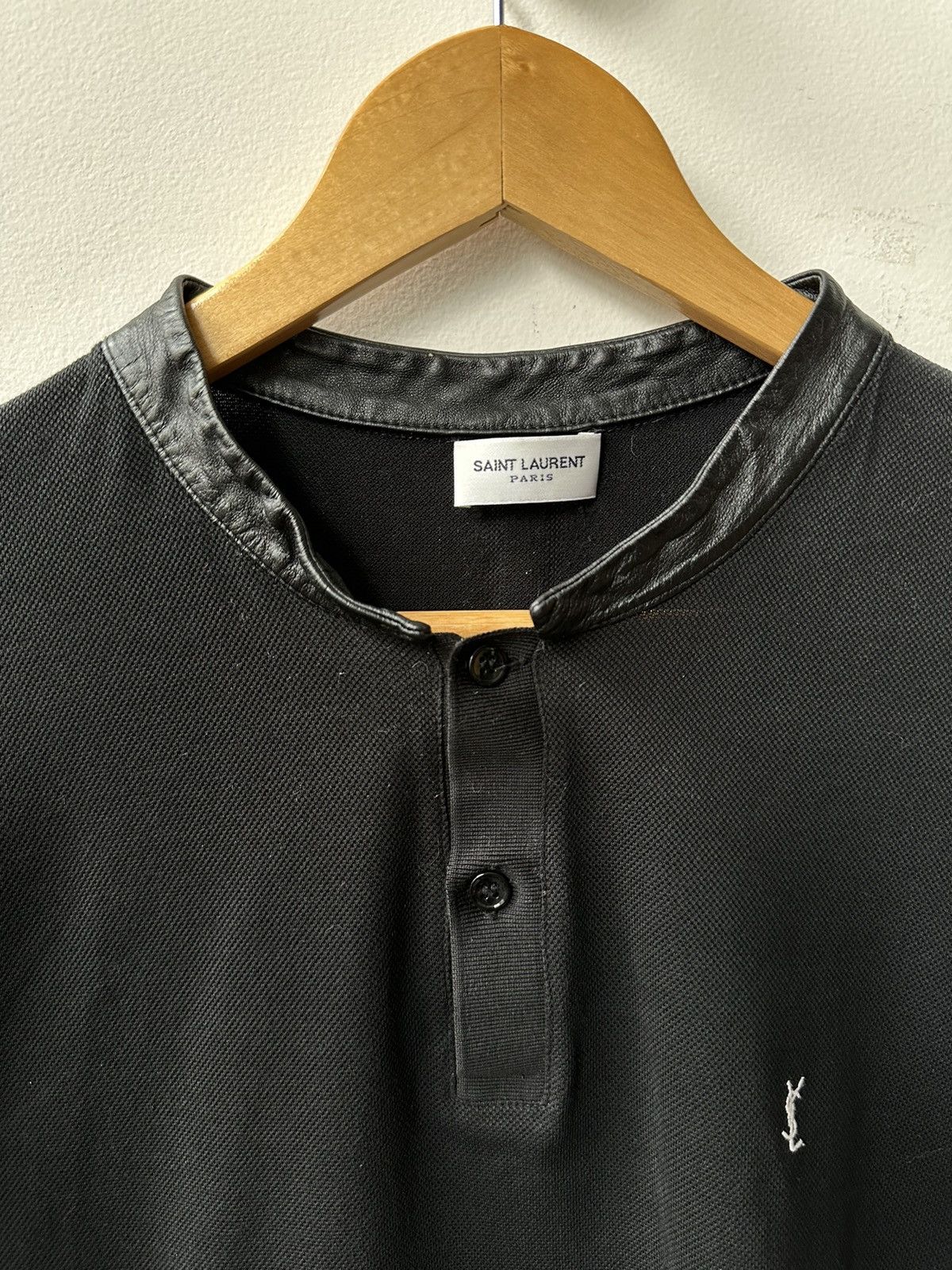 Hedi Slimane × Saint Laurent Paris Leather Mock Neck Polo Hedi Era Size US XXL / EU 58 / 5 - 1 Thumbnail