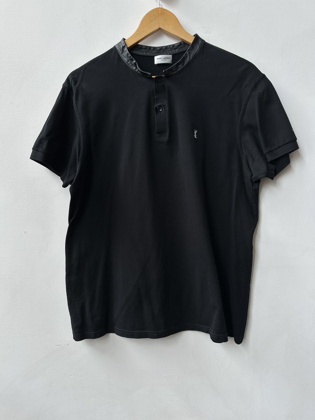 Hedi Slimane × Saint Laurent Paris Leather Mock Neck Polo Hedi Era Size US XXL / EU 58 / 5 - 2 Thumbnail