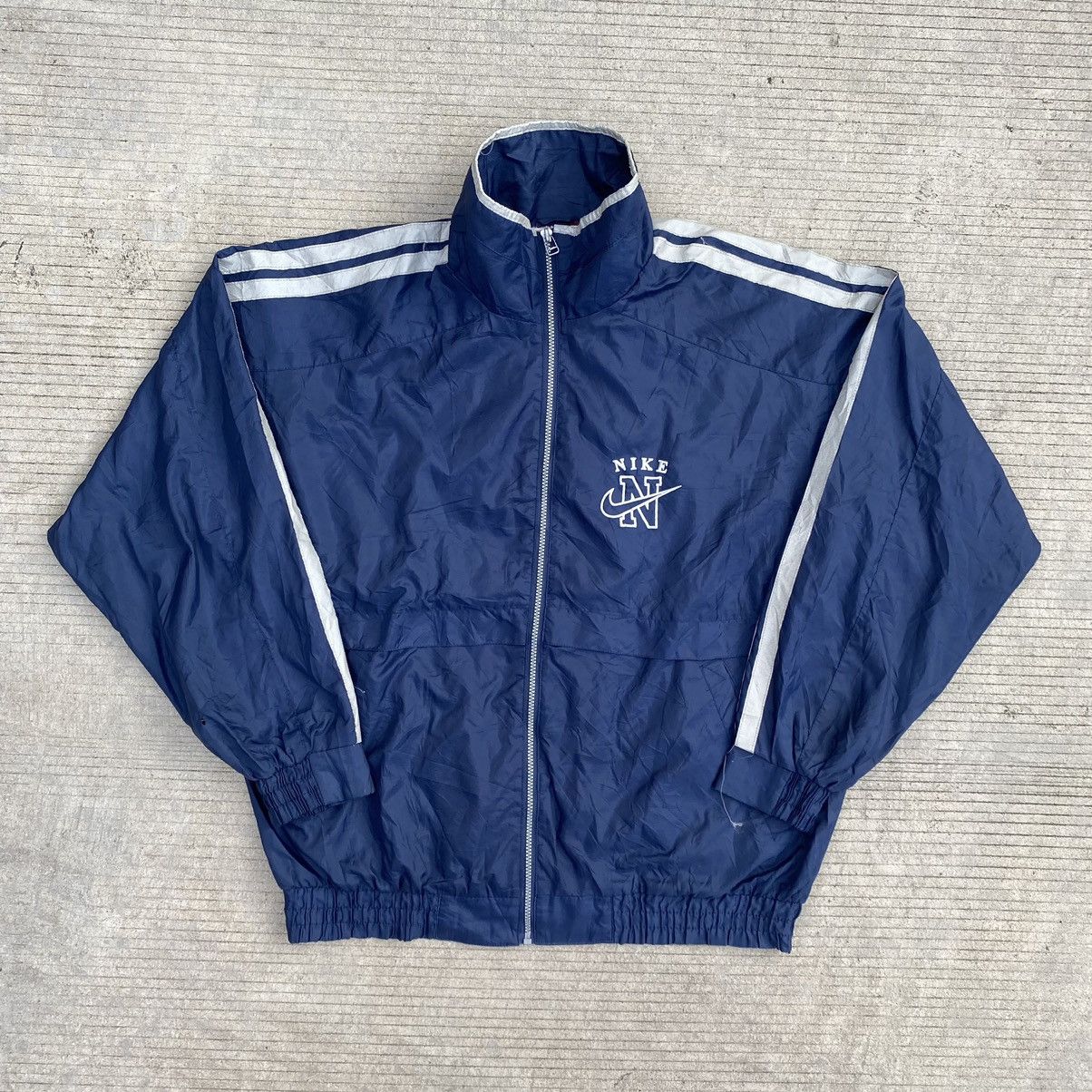 image of Nike Big Logo 90's Windbreaker Jacket in Blue, Men's (Size Large)
