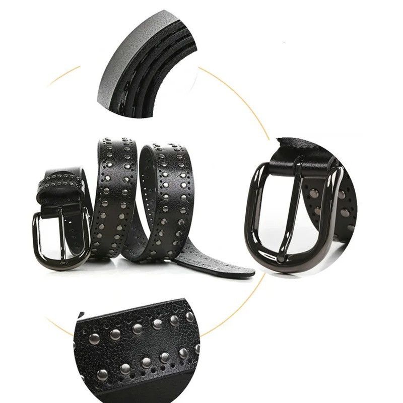 Leather Leather Belt Women Lady Punk Size ONE SIZE - 2 Thumbnail