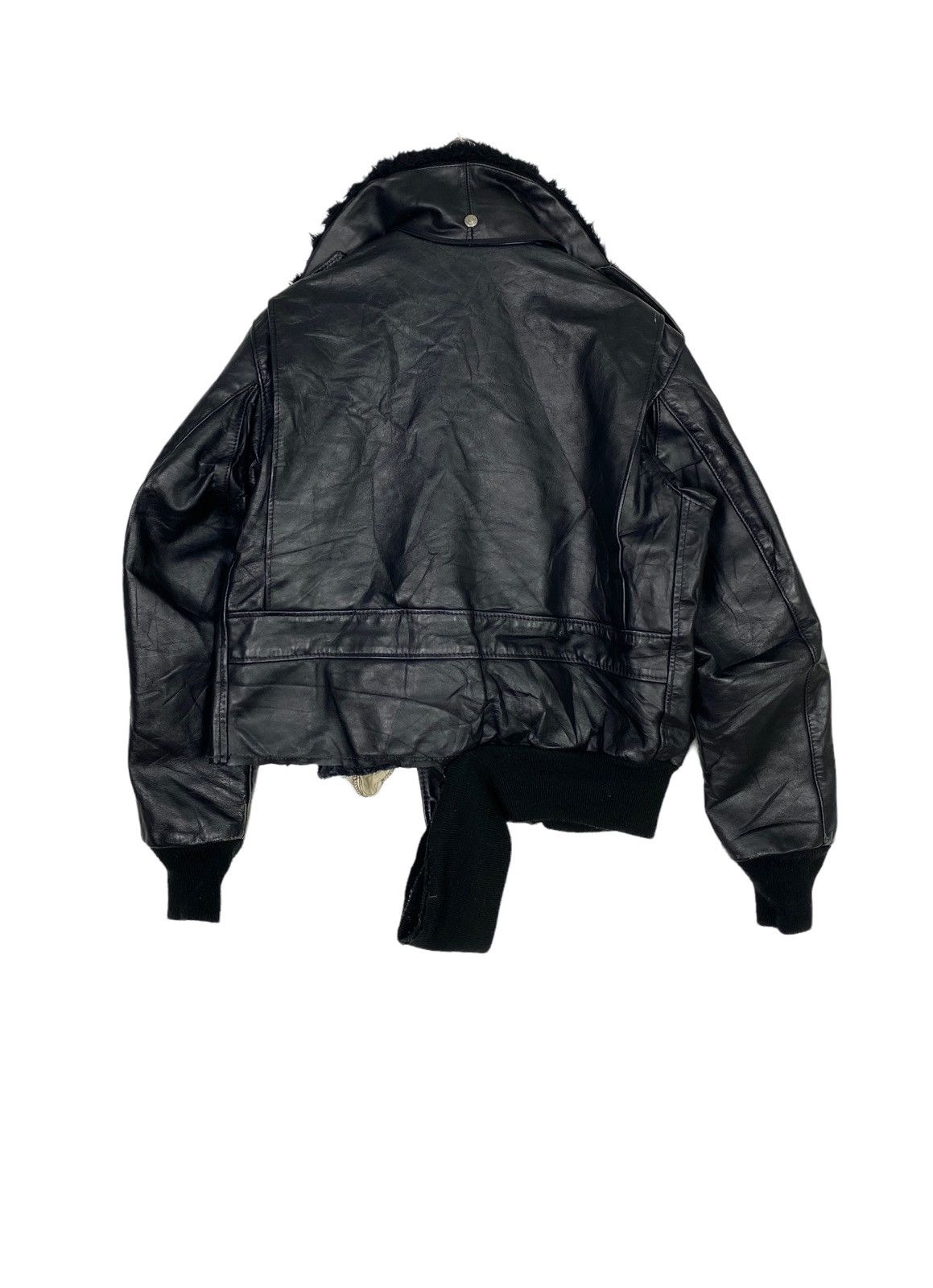 Schott Rare‼️ Vtg Schott THRASHED Black Leather Jacket Fur Collar Size US M / EU 48-50 / 2 - 2 Thumbnail