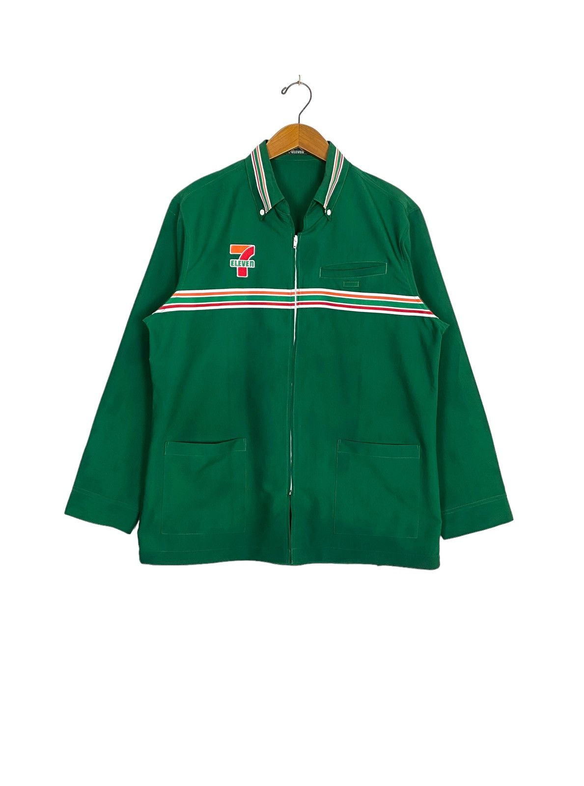 Japanese Brand Rare‼️ Vtg 7 Eleven Uniform Long Sleeve Embroidery Big Logo Size US L / EU 52-54 / 3 - 1 Thumbnail