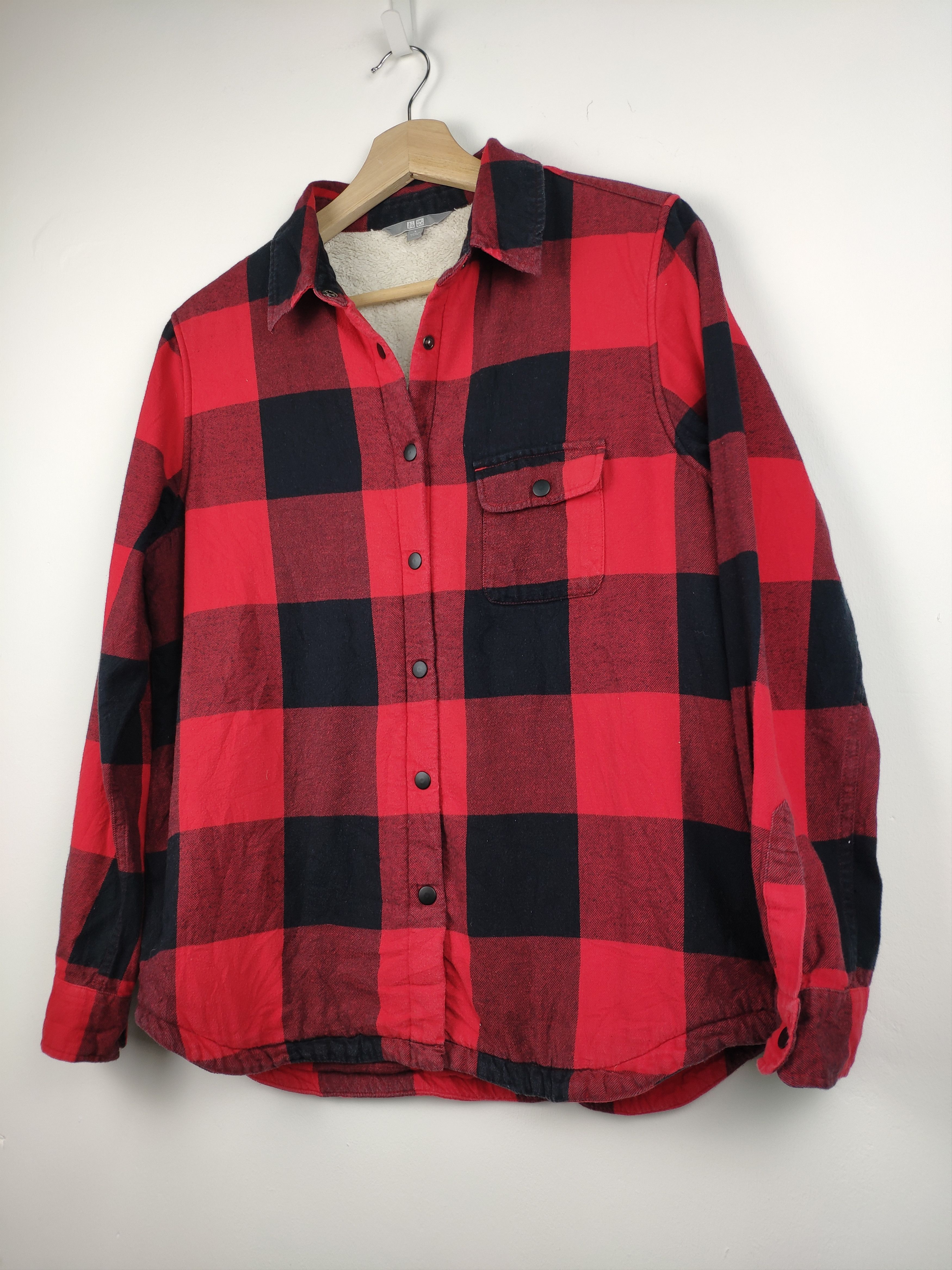 Flannel × Japanese Brand Uniqlo Plaid Flannel Snap Button Lining Sherpa Size US M / EU 48-50 / 2 - 2 Thumbnail