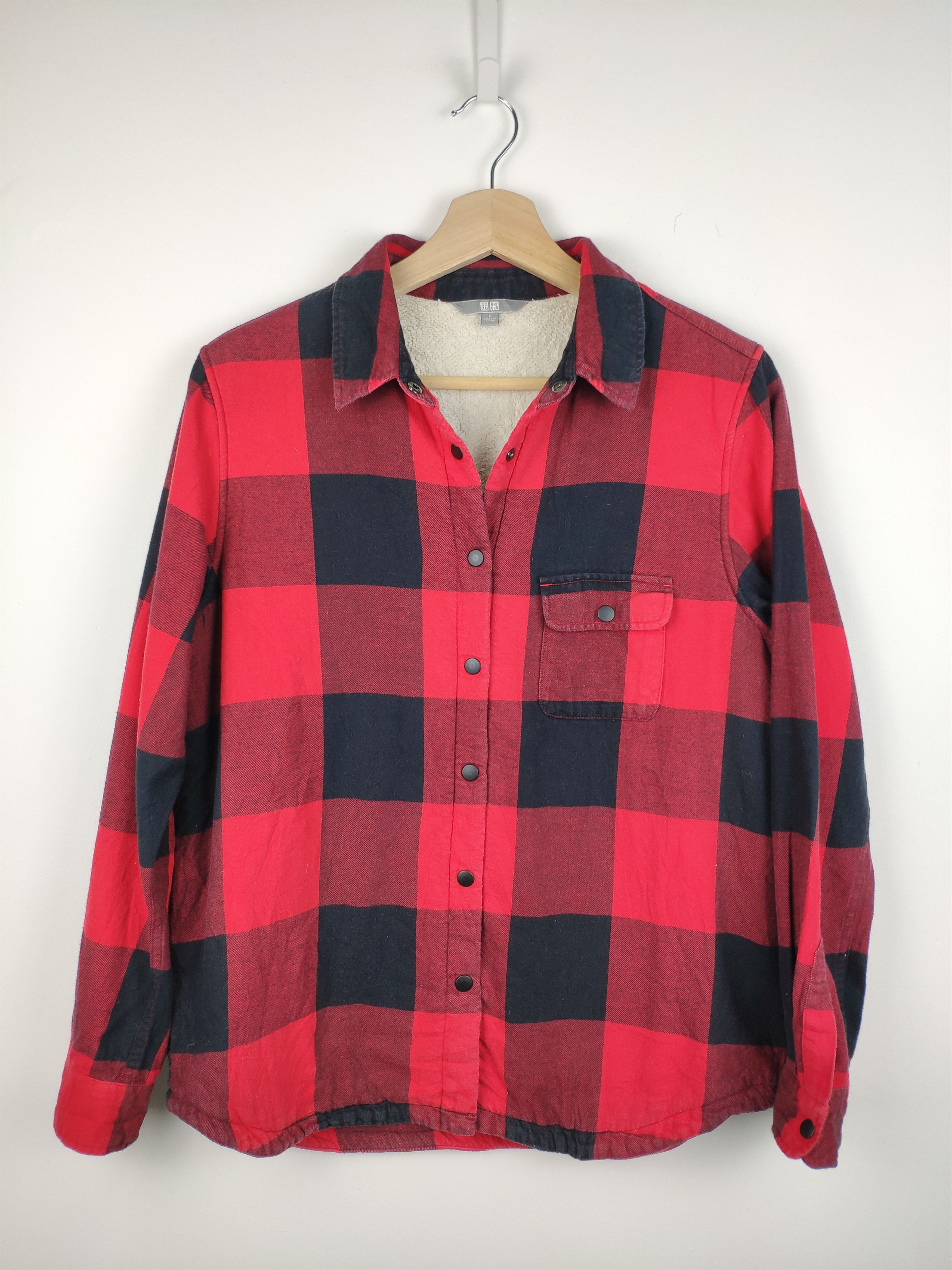 Flannel × Japanese Brand Uniqlo Plaid Flannel Snap Button Lining Sherpa Size US M / EU 48-50 / 2 - 1 Thumbnail