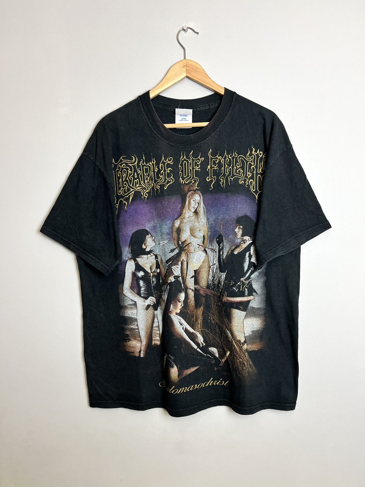 image of Rare Vintage 90's Cradle Of Filth Sadomasochist Band Tshirt in Black, Men's (Size XL)